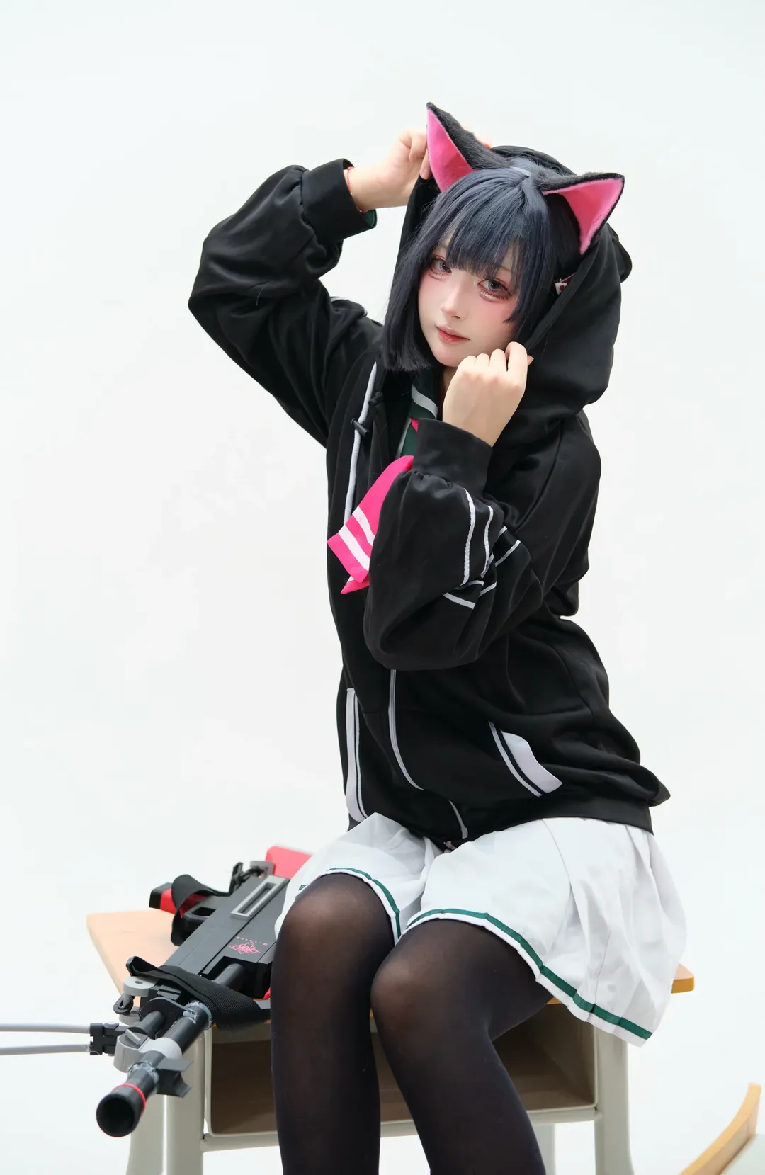 蔚蓝档案, 猫耳少女, 杏山和纱cos, cosplay摄影, 二次元校服 - 第4张