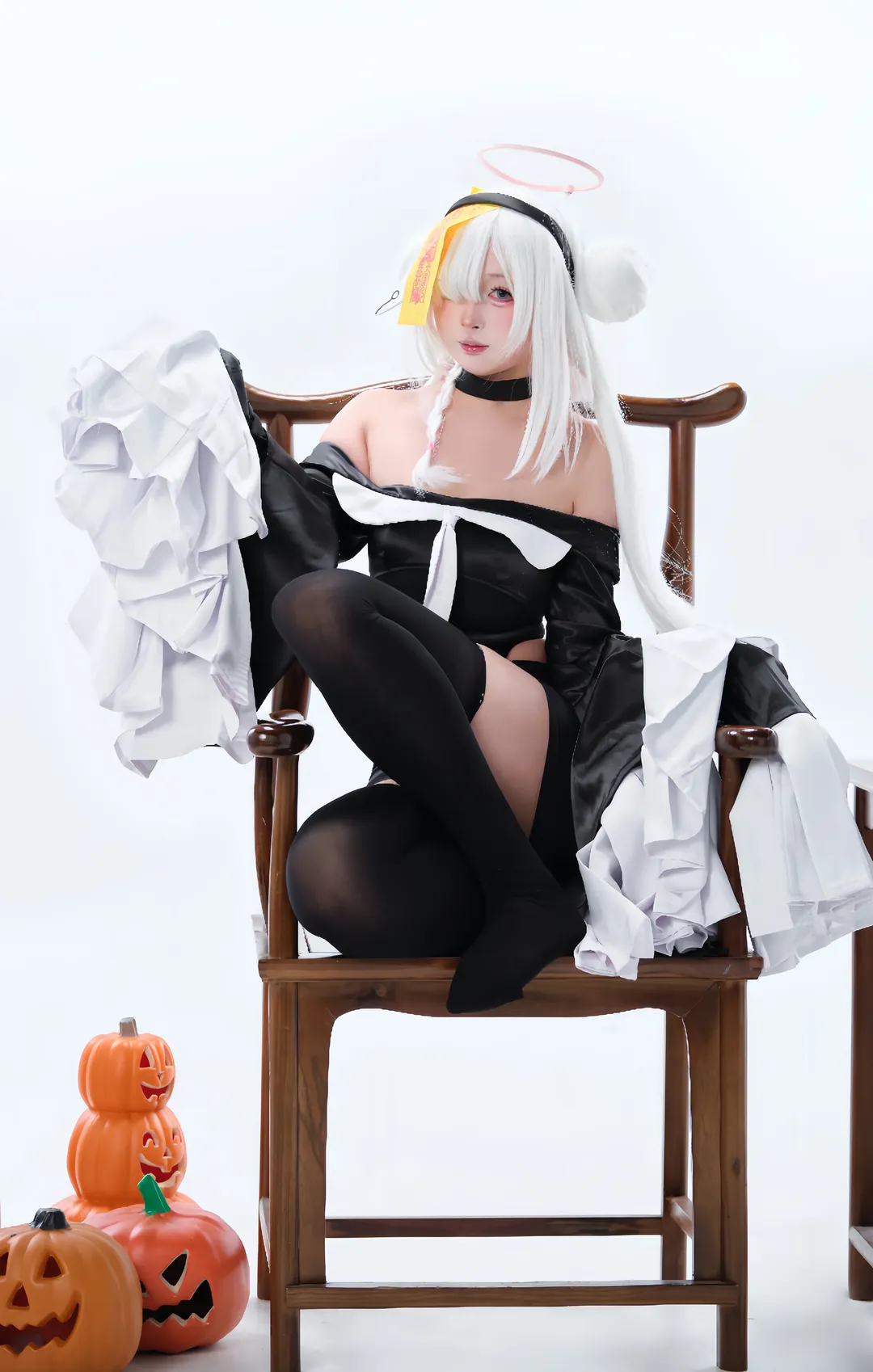 cosplay, 蔚蓝档案, 普拉娜cos, Halloween, 白色长发