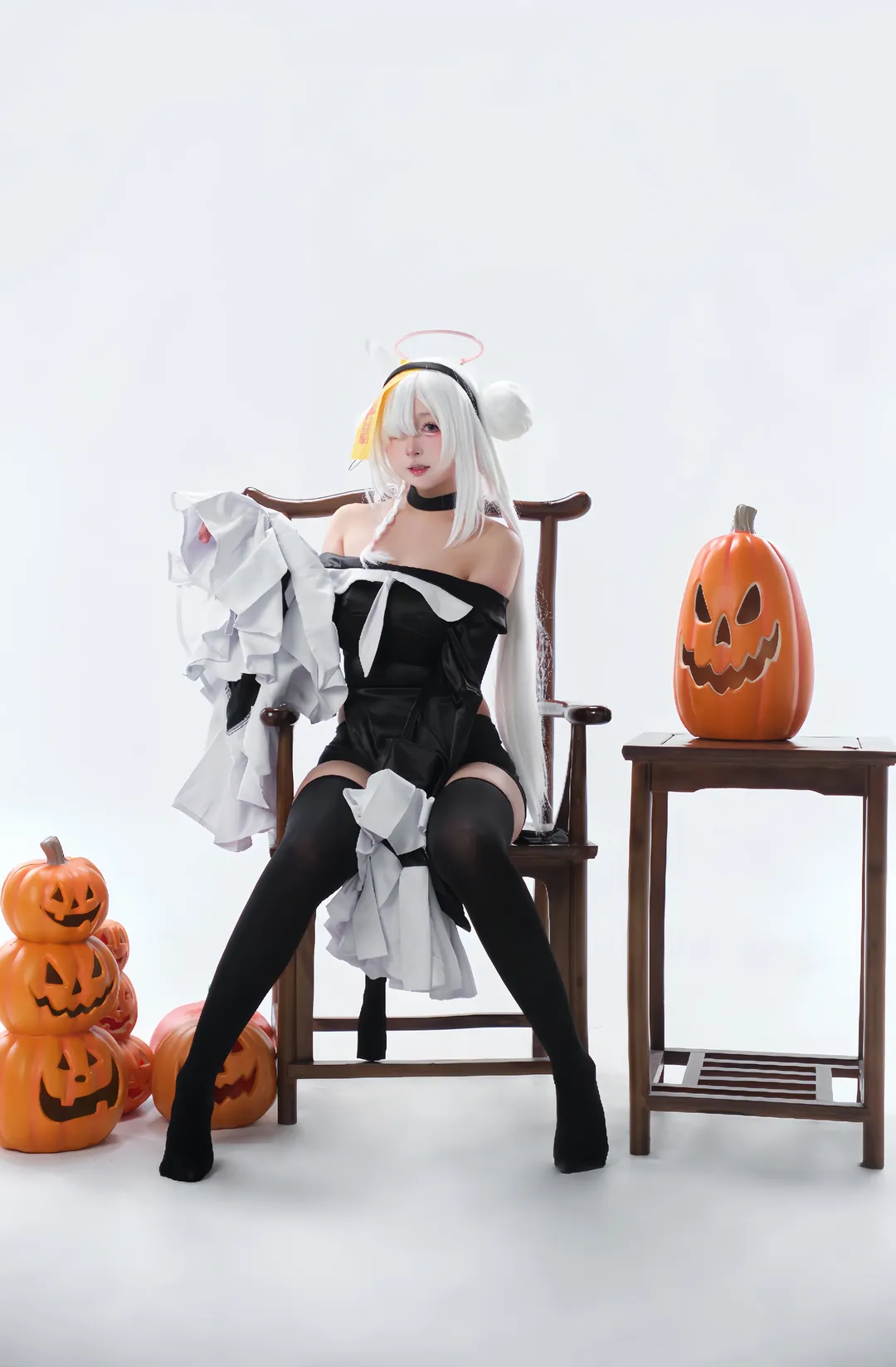cosplay, 蔚蓝档案, 普拉娜cos, Halloween, 白色长发 - 第3张