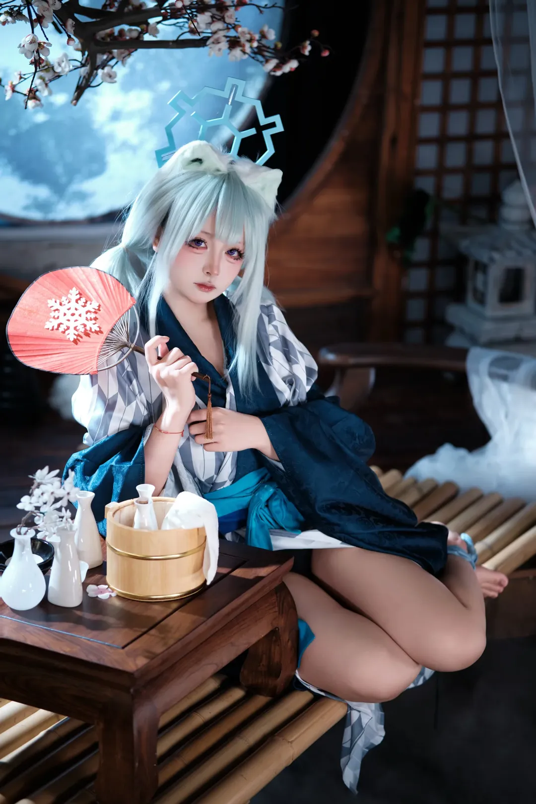 cosplay, 蔚蓝档案, 时雨cos, 温泉, 和服