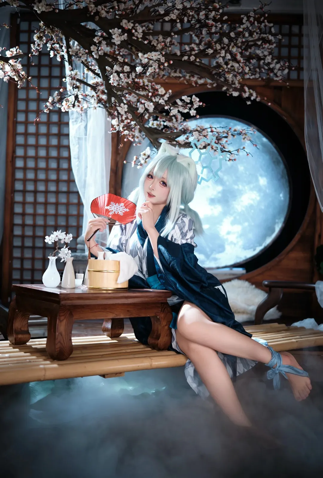 cosplay, 蔚蓝档案, 时雨cos, 温泉, 和服 - 第2张