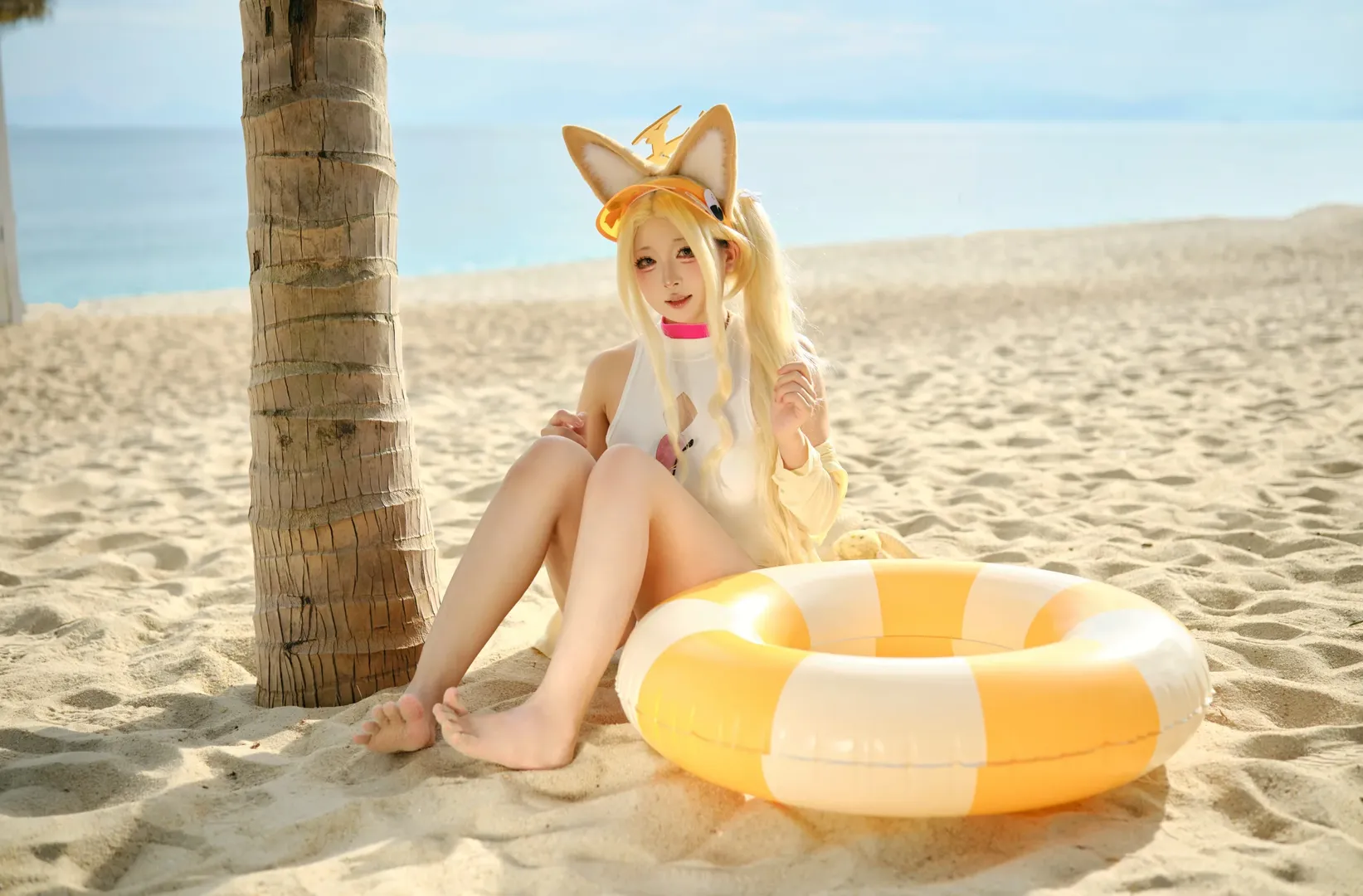 蔚蓝档案, 海滩摄影, 狐狸耳, 夏日cosplay, 水圣娅cos - 第5张