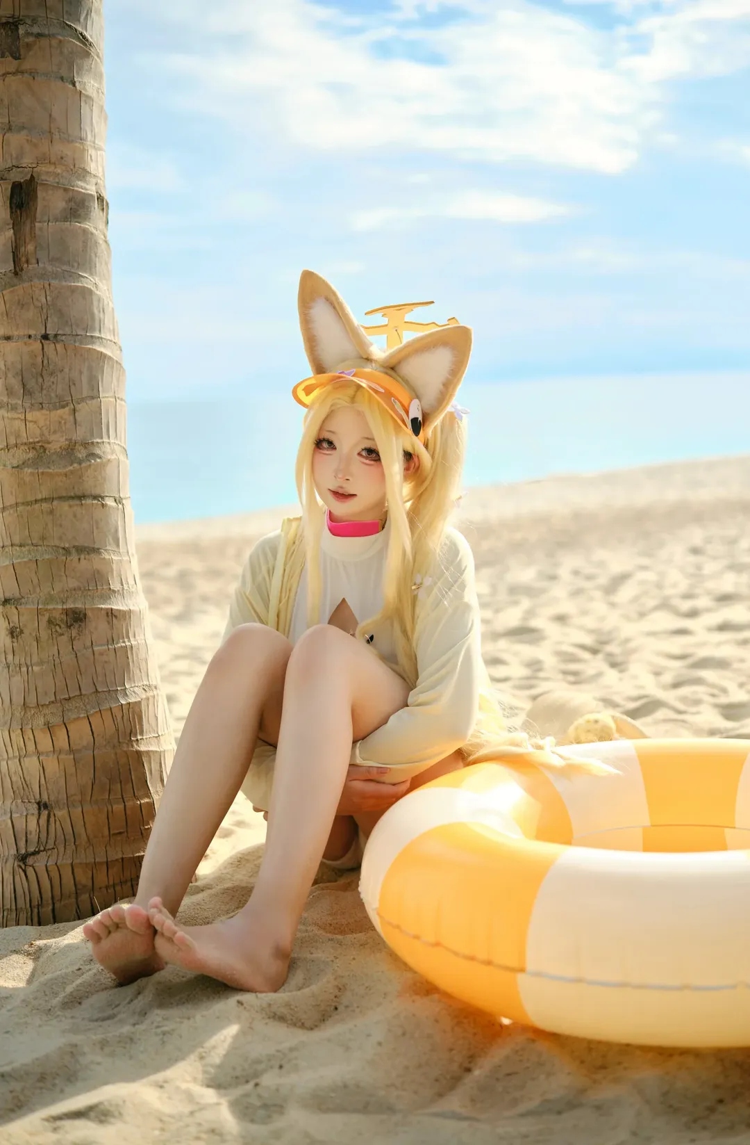 蔚蓝档案, 海滩摄影, 狐狸耳, 夏日cosplay, 水圣娅cos - 第7张