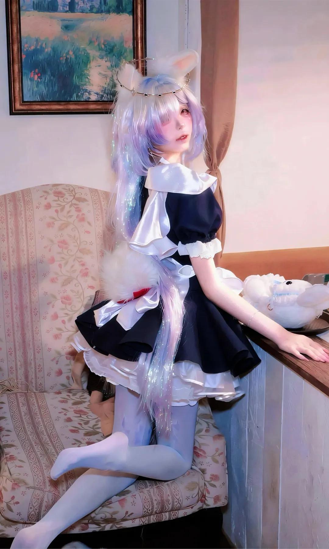 鸣潮, 莫宁cos, 兔耳女仆, 私设cosplay, 幻彩假发 - 第2张