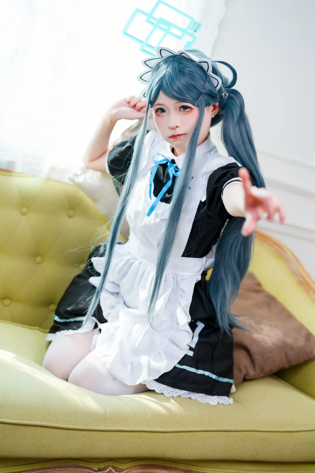 蔚蓝档案, 白丝穿搭, 二次元写真, 天童爱丽丝cos, 女仆装cosplay - 第8张