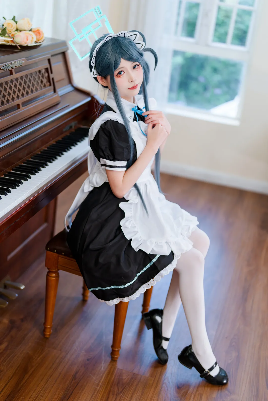 蔚蓝档案, 白丝穿搭, 二次元写真, 天童爱丽丝cos, 女仆装cosplay - 第9张