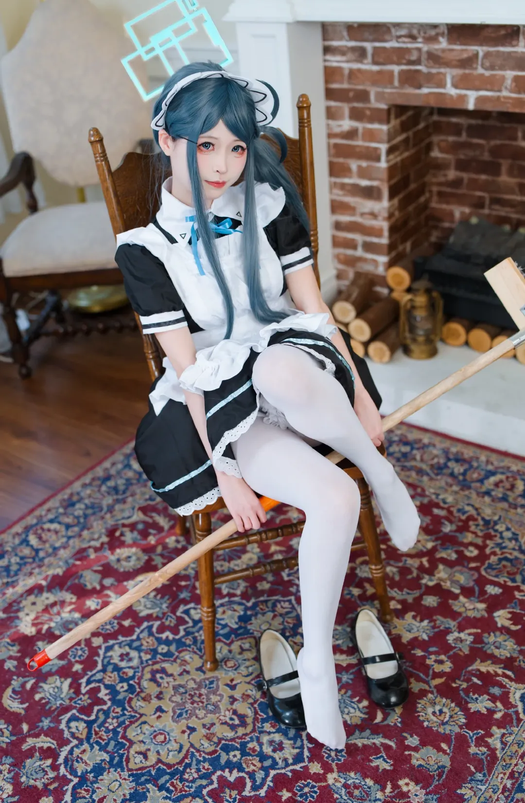 二次元摄影, 蔚蓝档案, 女仆装, 天童爱丽丝cos, 白丝cos - 第1张