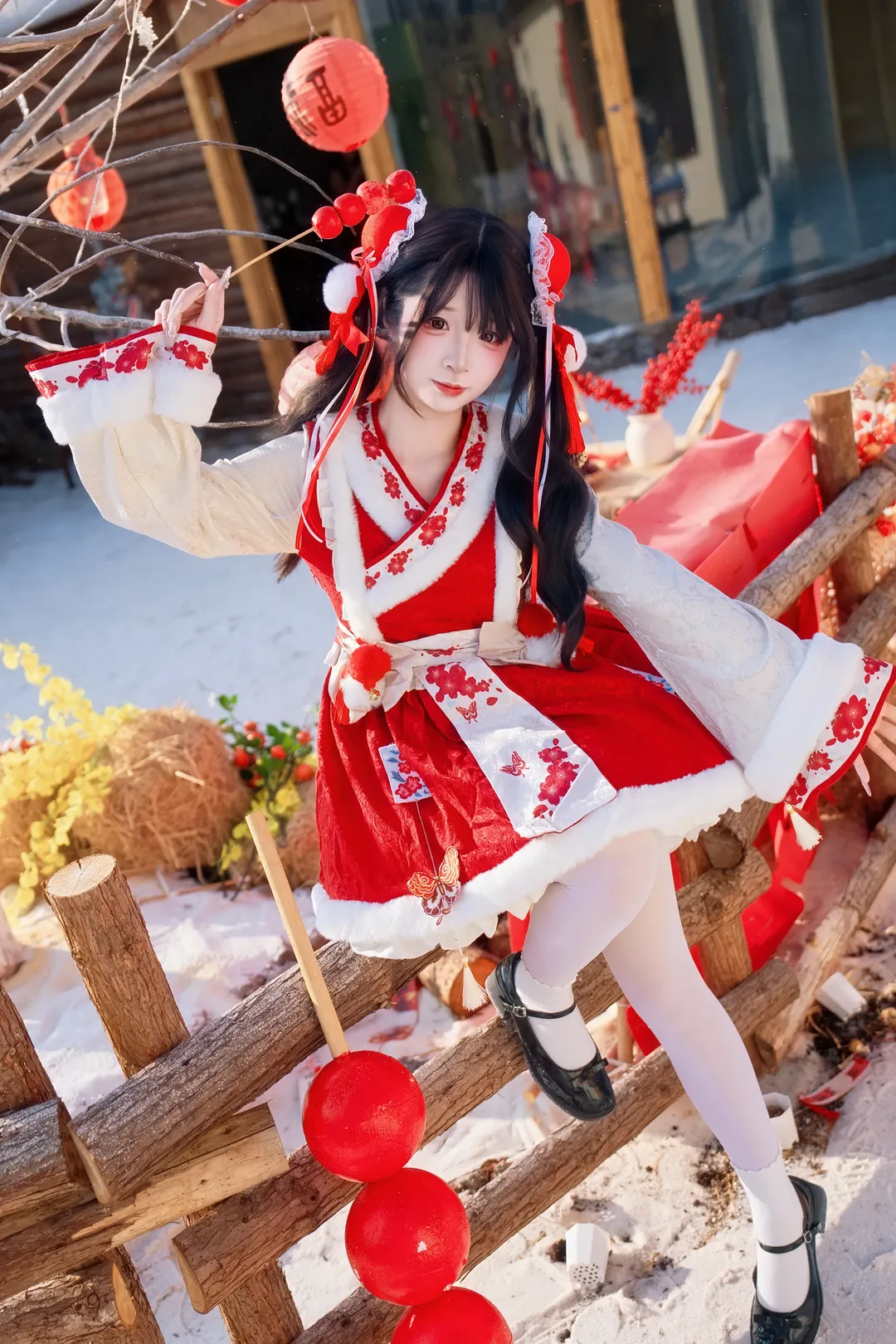 コスプレ撮影, 中華風ロリータ, 新年写真, 雪のポートレート, お正月の雰囲気