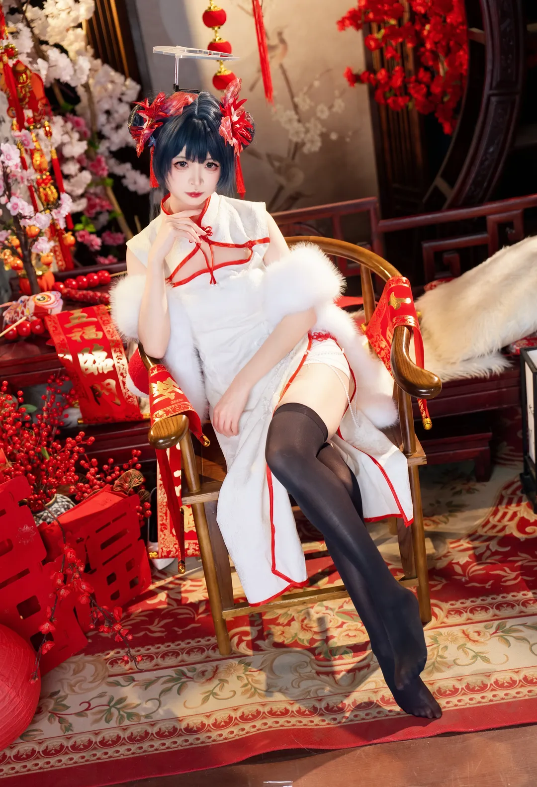 蔚蓝档案, 妃咲cos, 国风cosplay, 新春旗袍, 二次元新年照 - 第5张