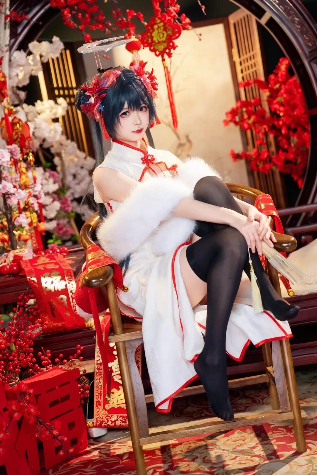 蔚蓝档案, 妃咲cos, 国风cosplay, 新春旗袍, 二次元新年照 - 第6张