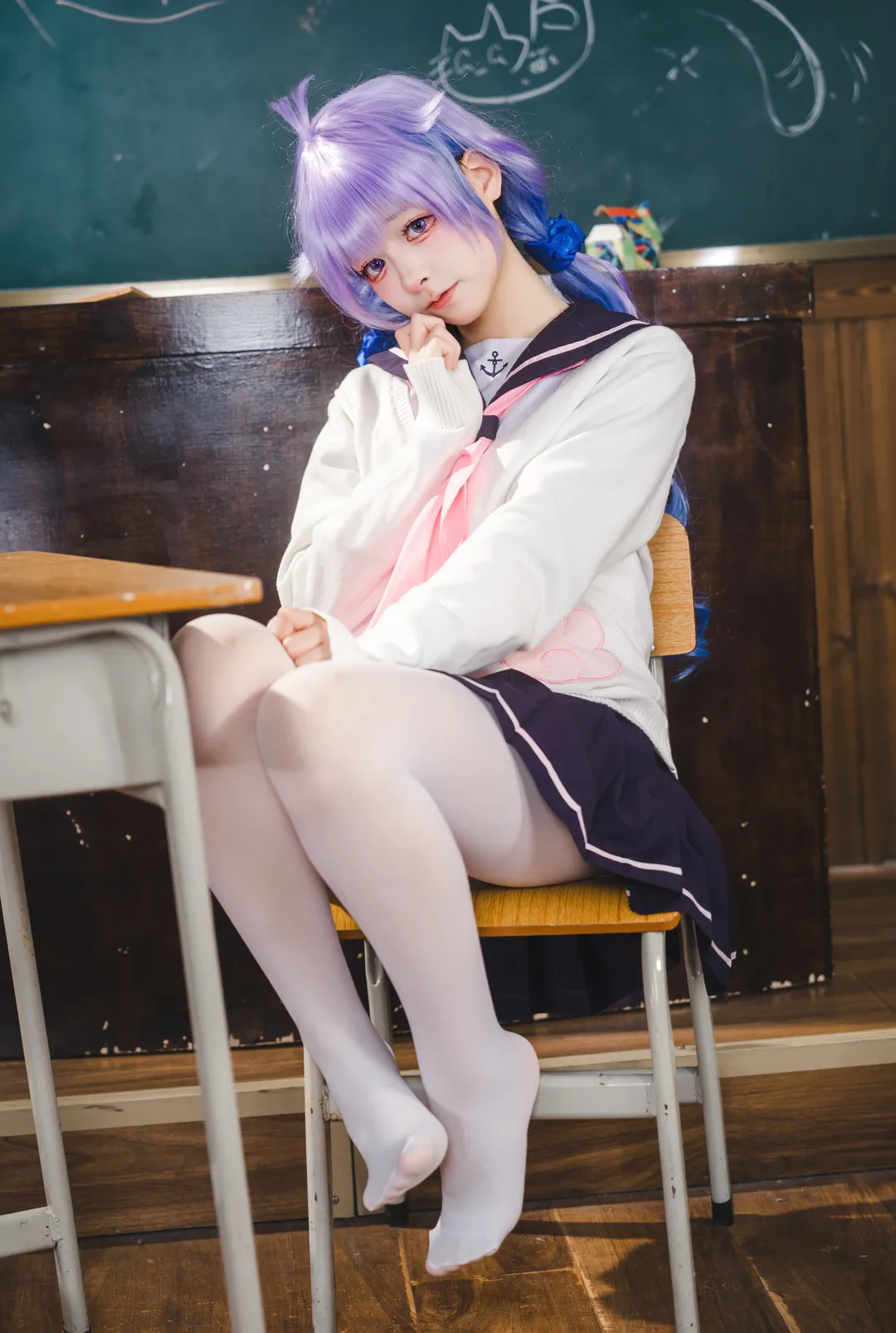 碧蓝航线, 独角兽cos, 校园风cosplay, 教室拍照, 制服日常 - 第1张