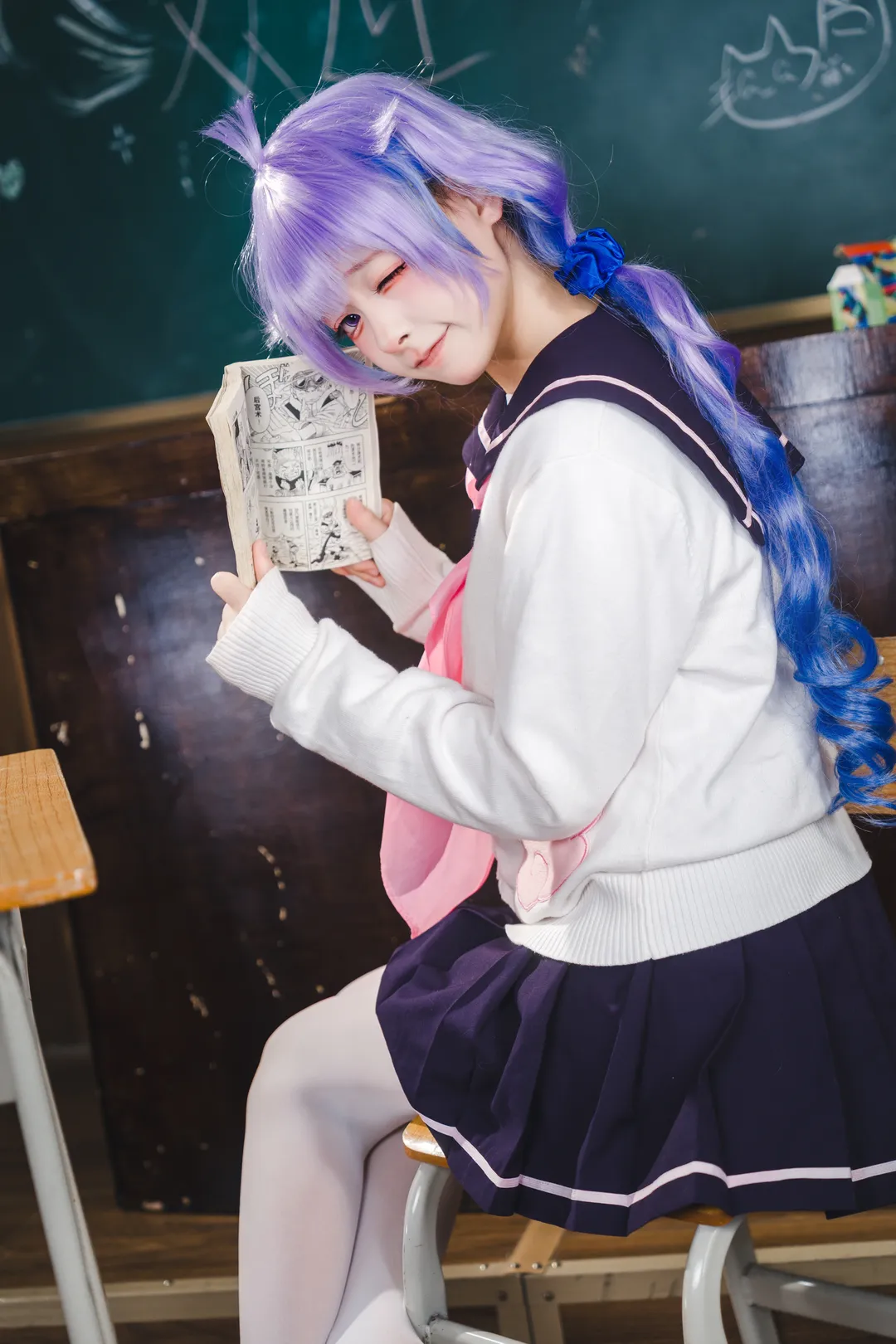 碧蓝航线, 独角兽cos, 校园风cosplay, 教室拍照, 制服日常 - 第2张
