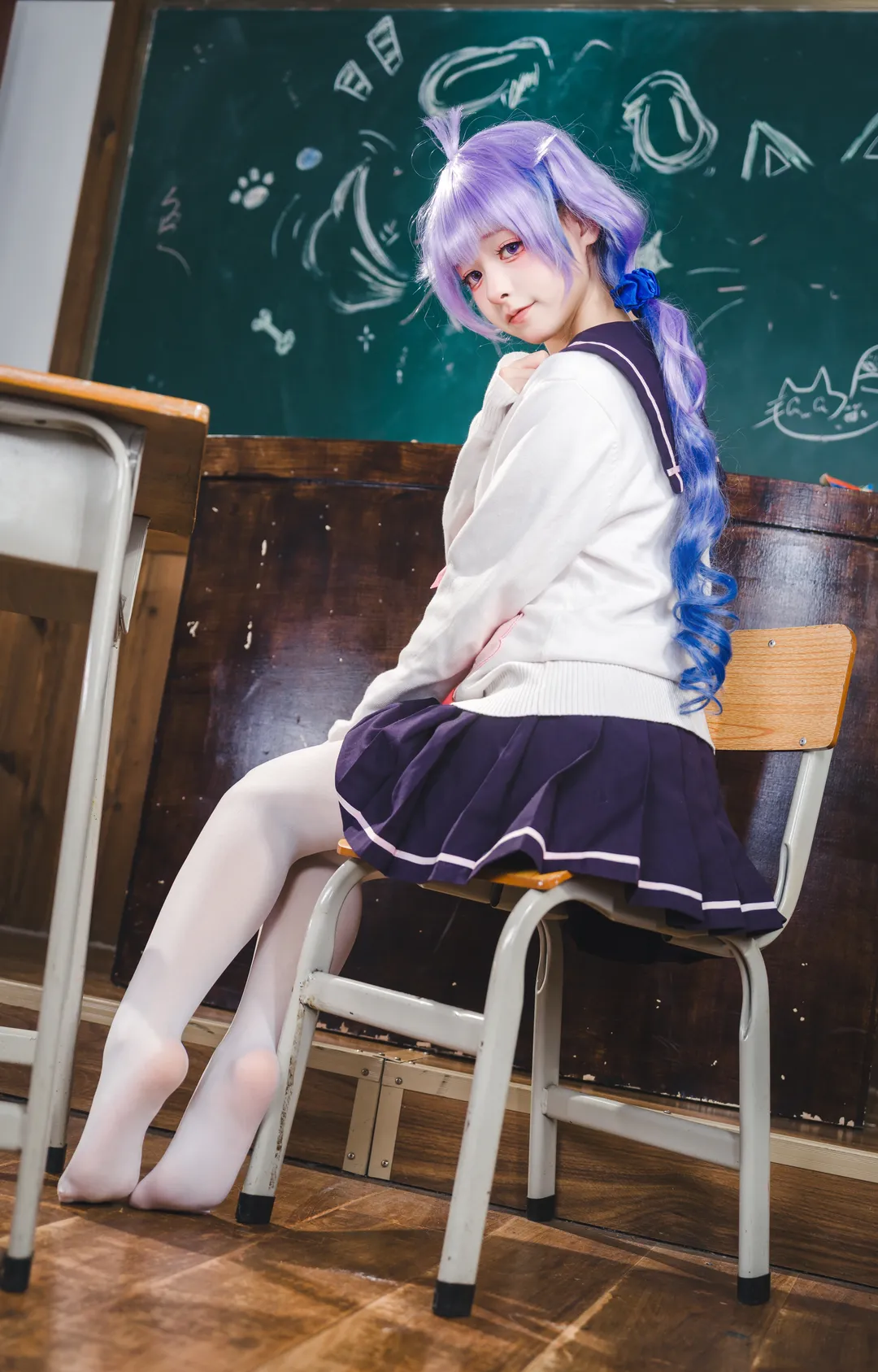 碧蓝航线, 独角兽cos, 校园风cosplay, 教室拍照, 制服日常 - 第4张