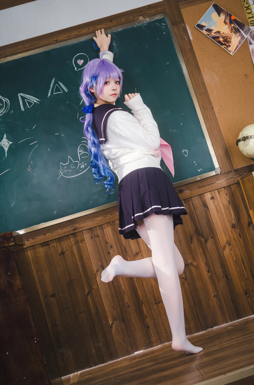 碧蓝航线, 独角兽cos, 校园风cosplay, 教室拍照, 制服日常