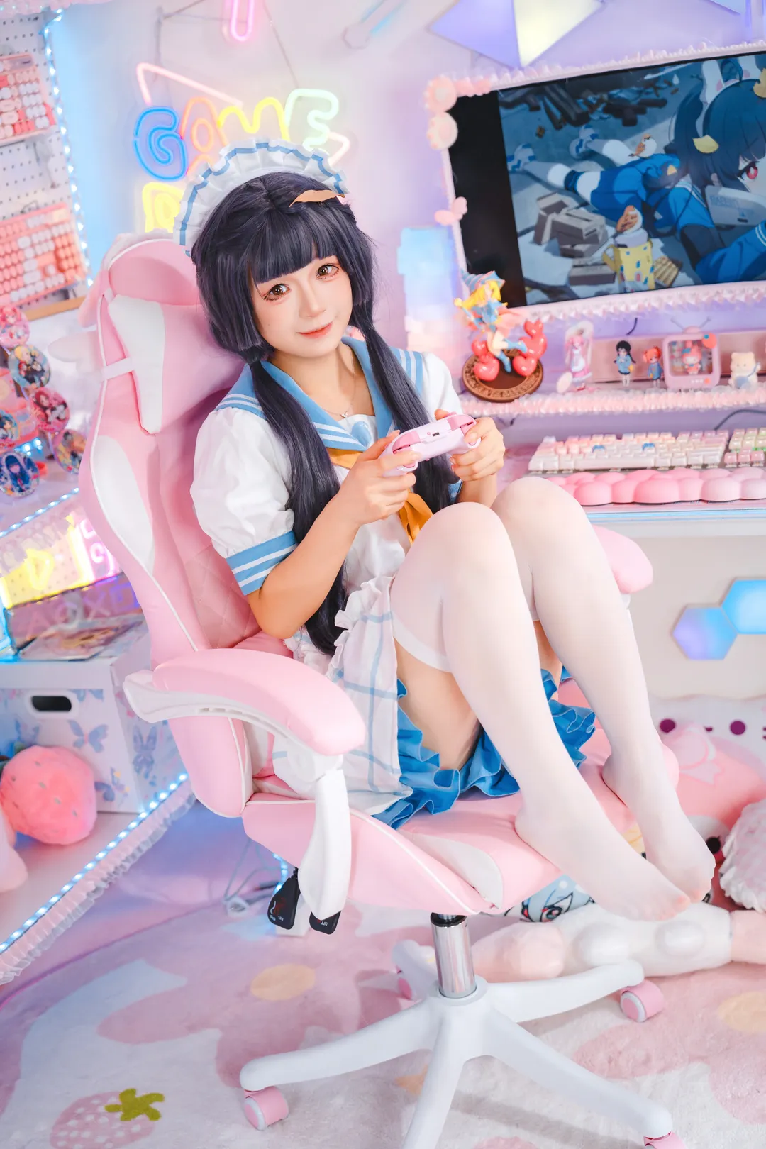 蔚藍檔案, 霞澤美遊cos, cosplay分享, 電競房寫真, 二次元日常穿搭