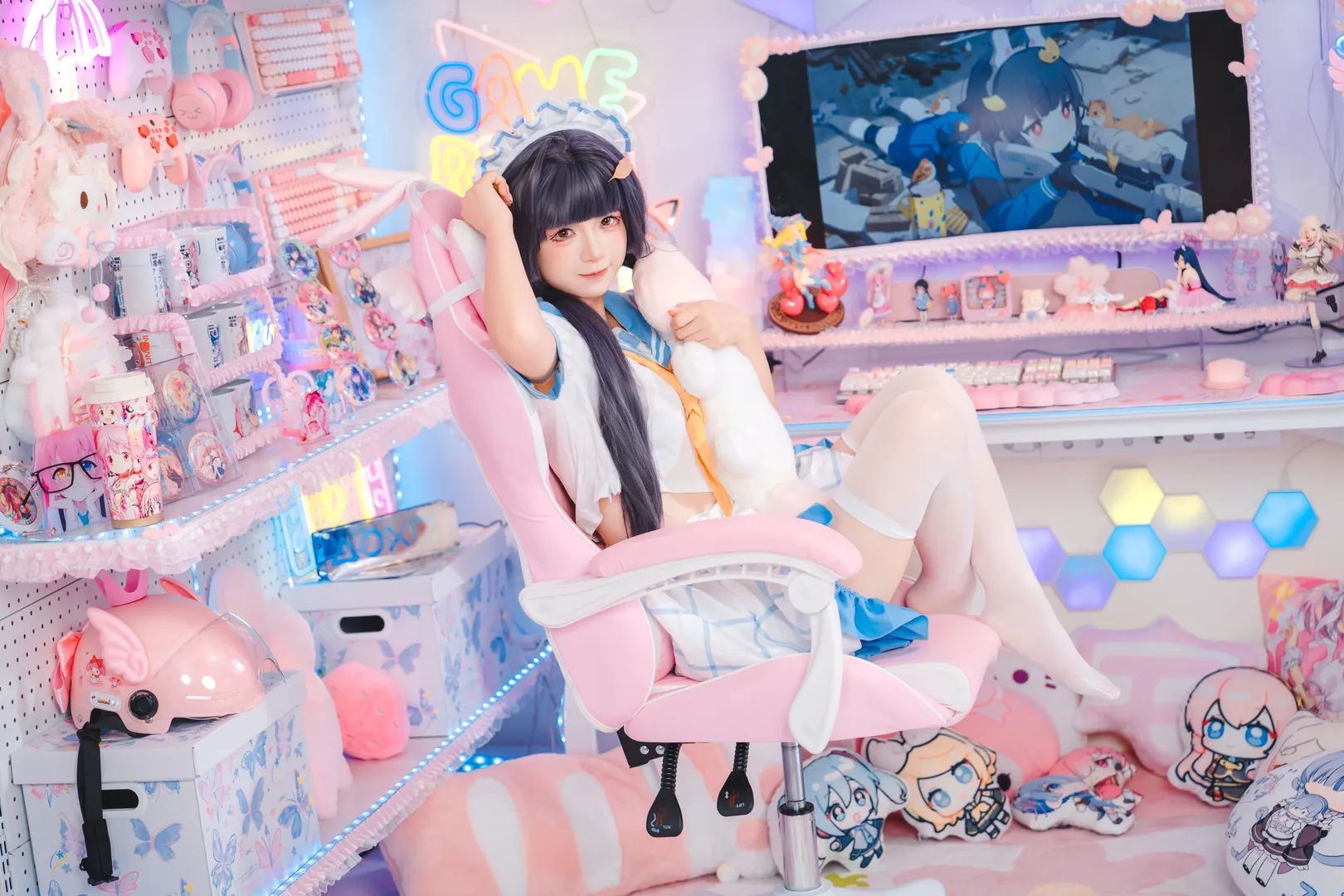 蔚蓝档案, 霞泽美游cos, cosplay分享, 电竞房写真, 二次元日常穿搭 - 第5张