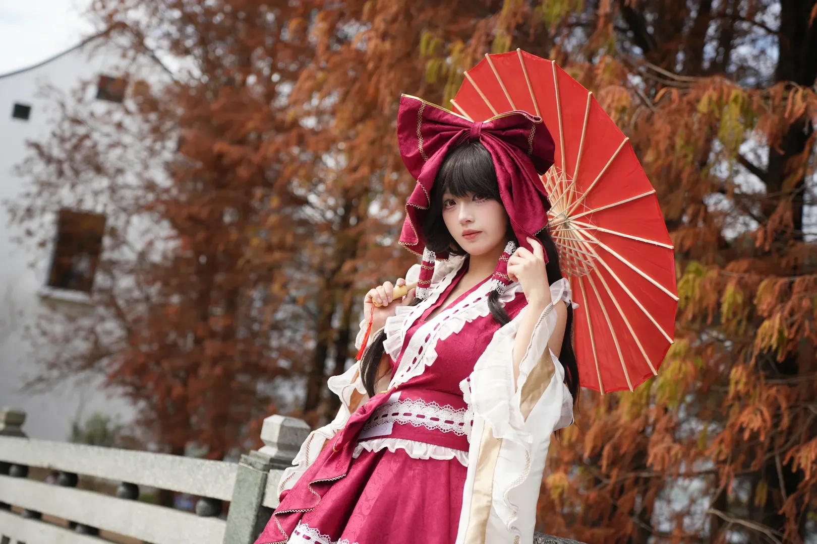 博丽灵梦cos, 东方Project, cosplay正片, 红叶摄影, 二设巫女