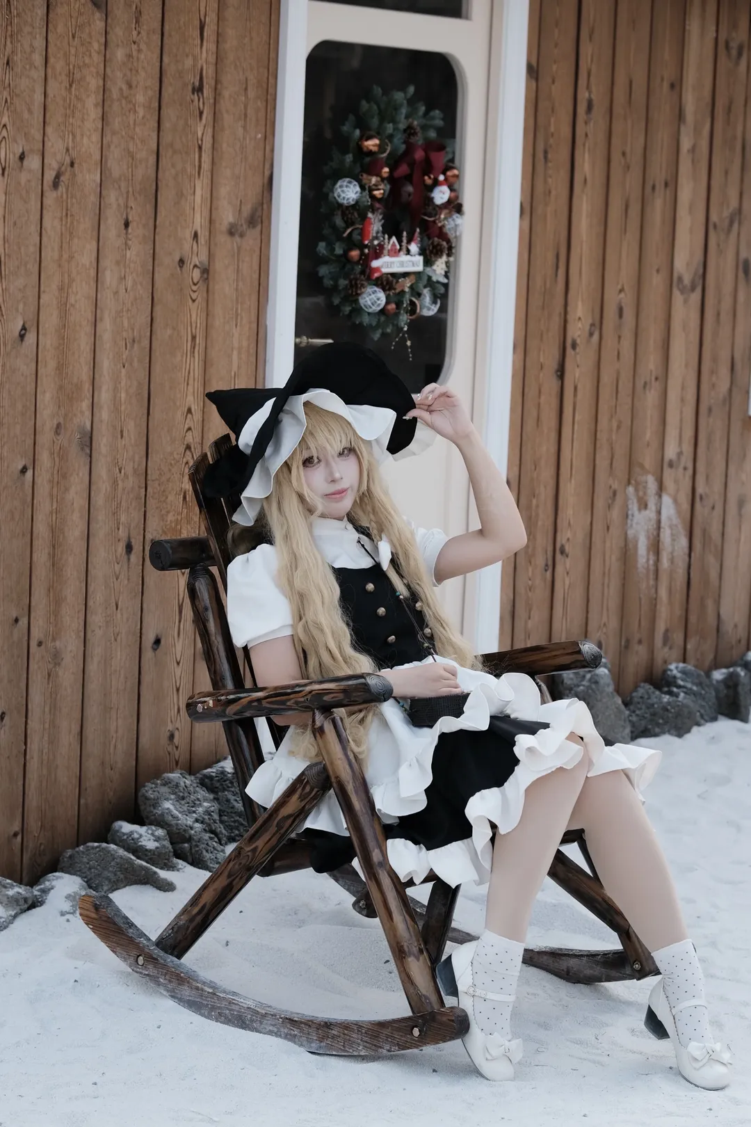 东方project, cos正片, 雾雨魔理沙cos, 女仆装, 雪景 - 第3张