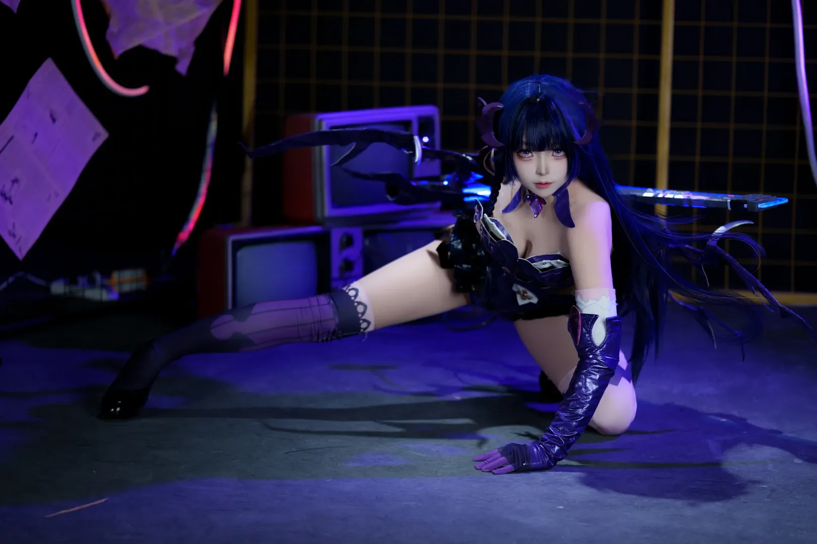 崩坏3, 赛博朋克, 雷电芽衣cos, cosplay道具, 雷电女王的鬼铠 - 第2张