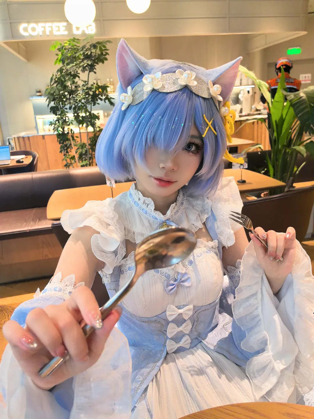 cosplay, 女仆装, 从零开始的异世界生活, 蕾姆cos, 蓝发 - 第1张