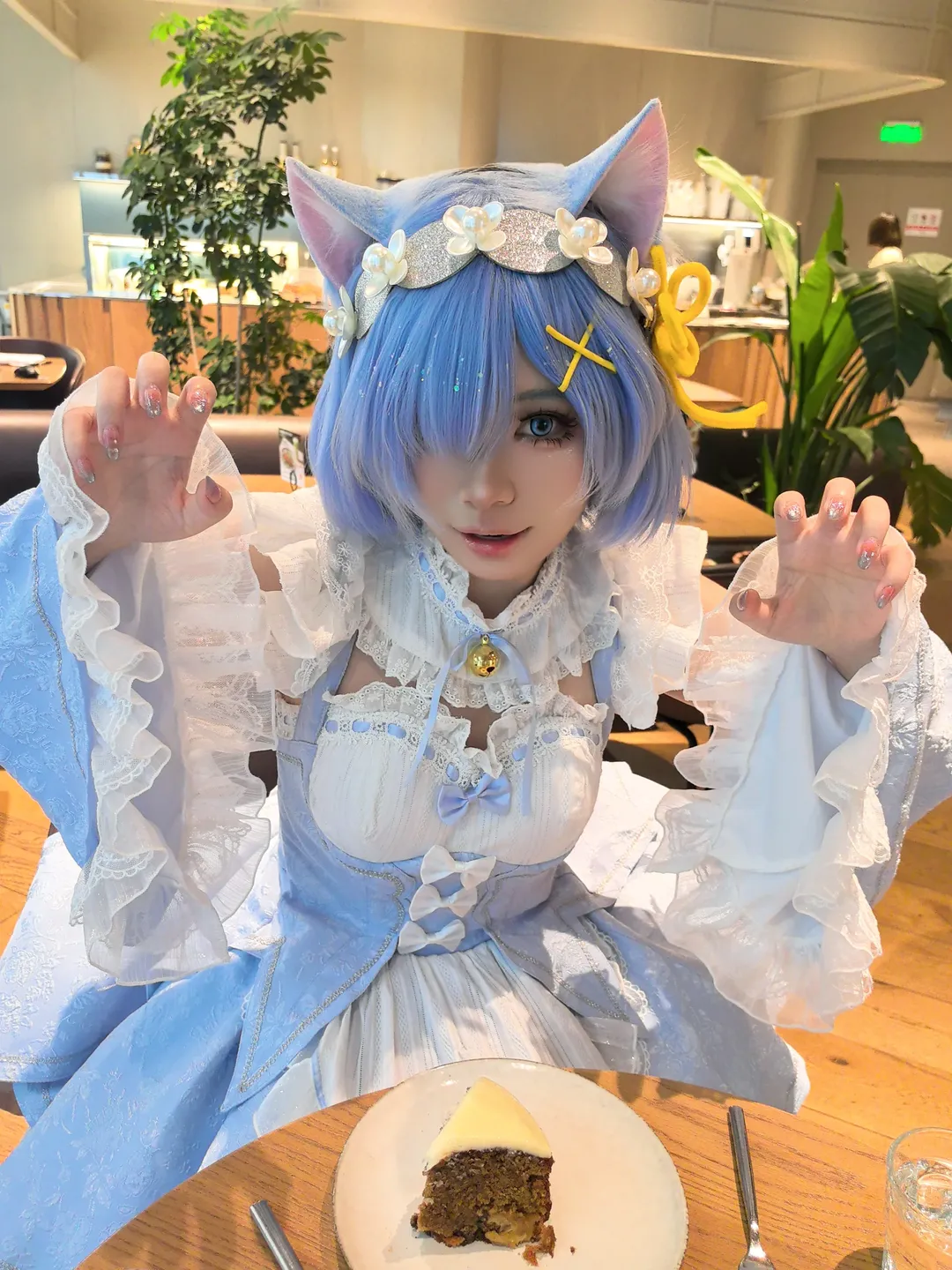 cosplay, 女仆装, 从零开始的异世界生活, 蕾姆cos, 蓝发