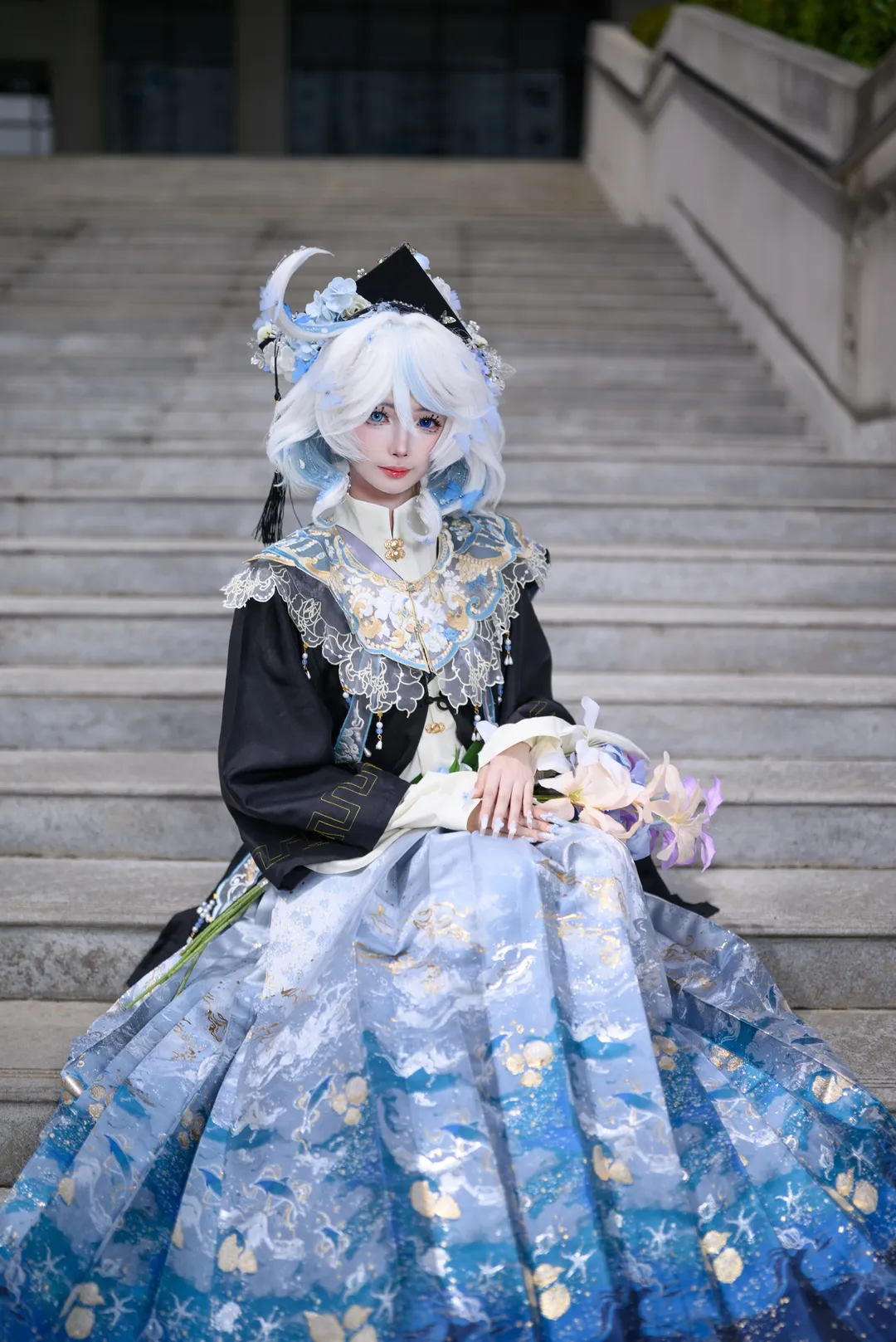 原神, フリーナ コスプレ, 卒業写真の服装, 学園コスプレ, セルフコーディネート - 12枚目