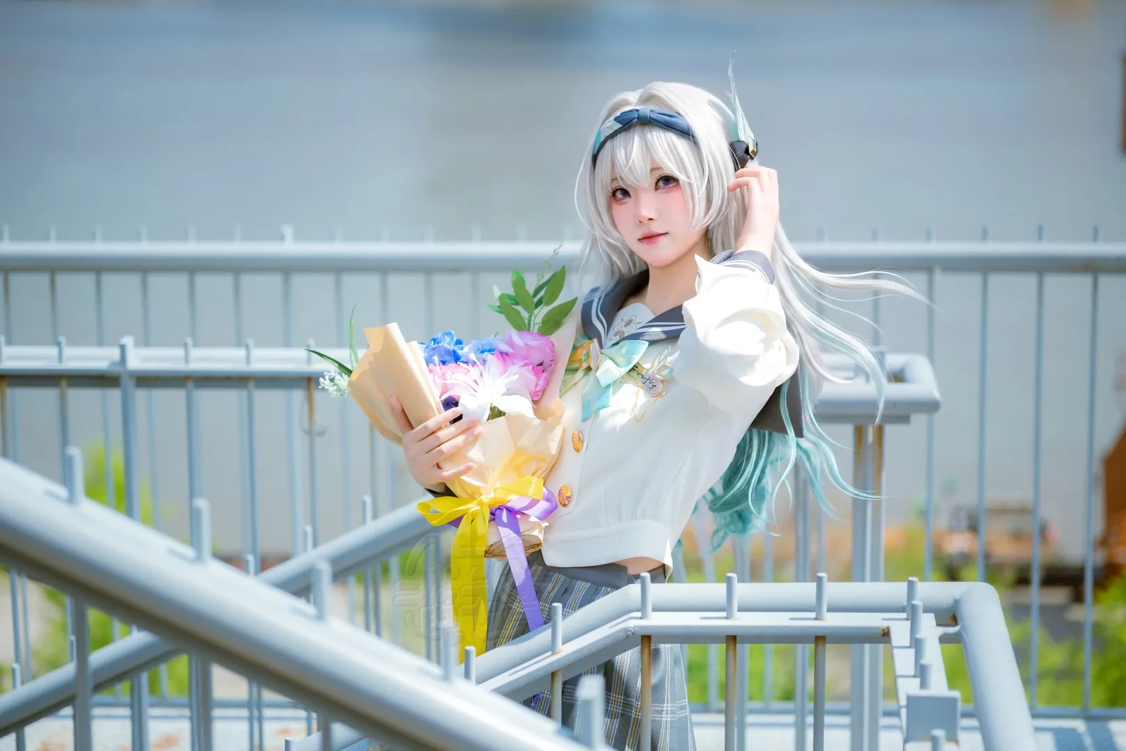 崩坏星穹铁道, 流萤cos, 春日手信, cosplay日常, 天台摄影 - 第3张