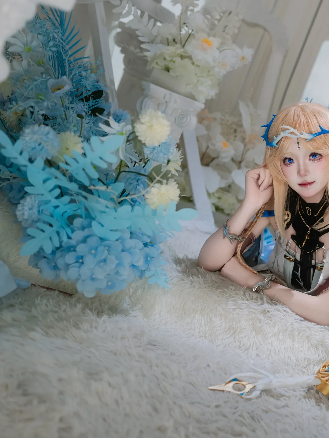 鸣潮, cosplay, 卡提希娅cos, 精灵少女, 蓝白配色 - 第2张