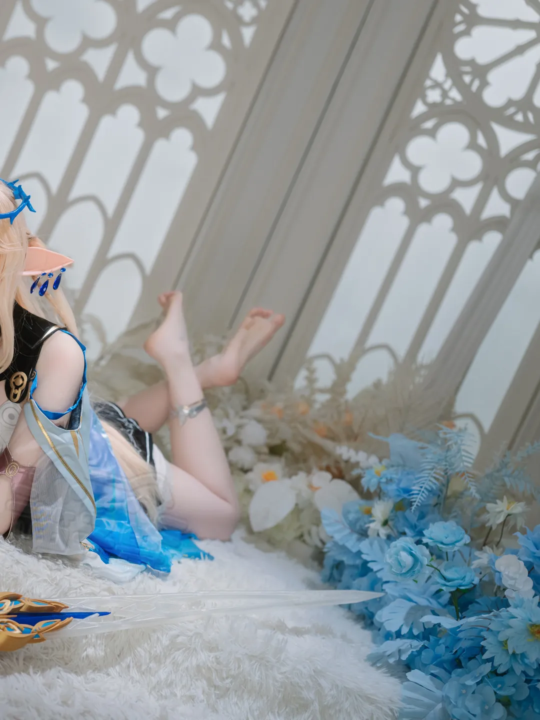 鸣潮, cosplay, 卡提希娅cos, 精灵少女, 蓝白配色 - 第3张