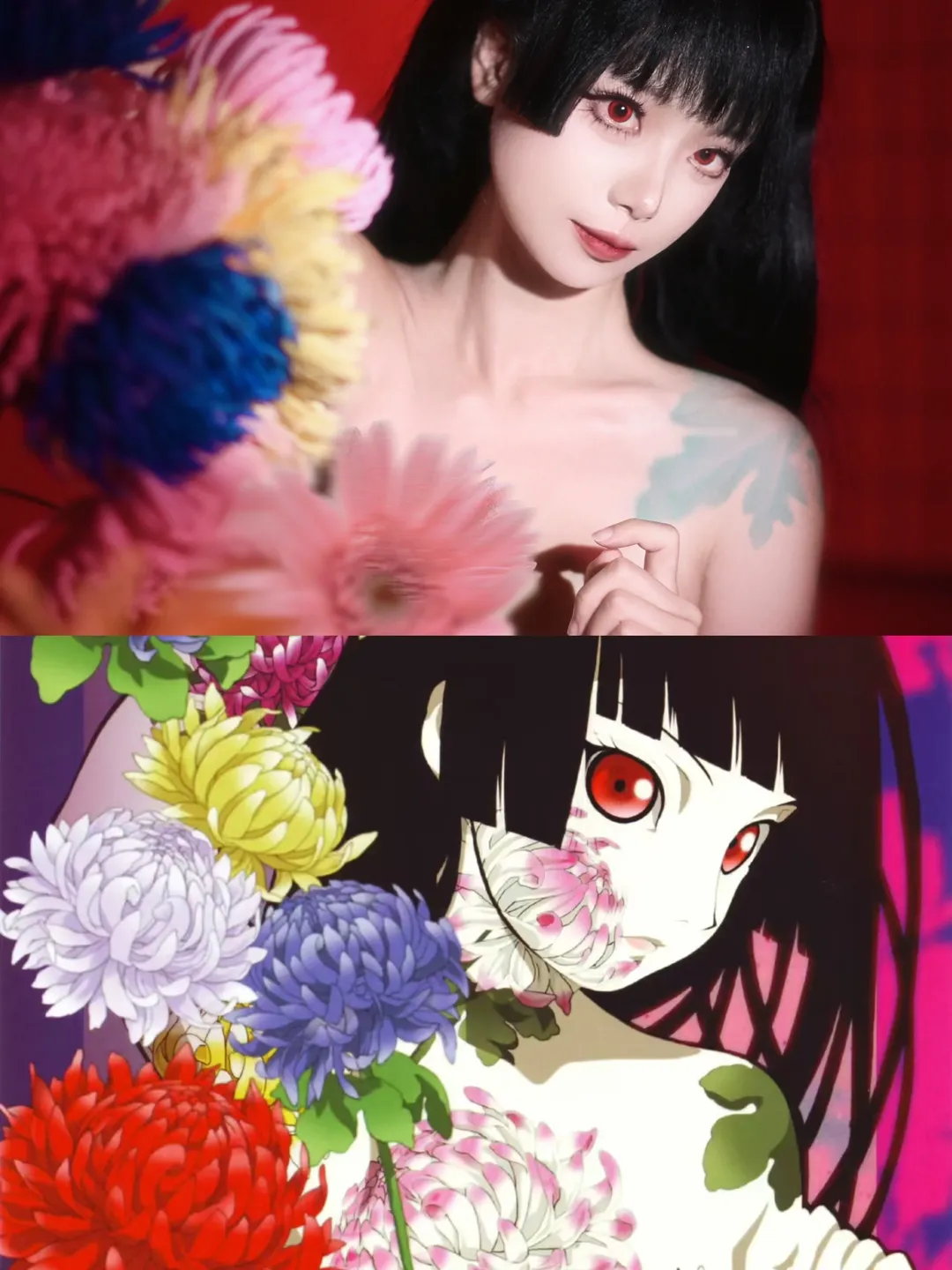 cosplay, 和风, 阎魔爱cos, 地狱少女, 红眼