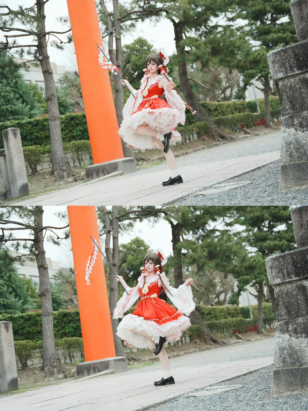 二次元摄影, 博丽灵梦cos, 东方Project, 花灵梦, 神社巫女 - 第1张