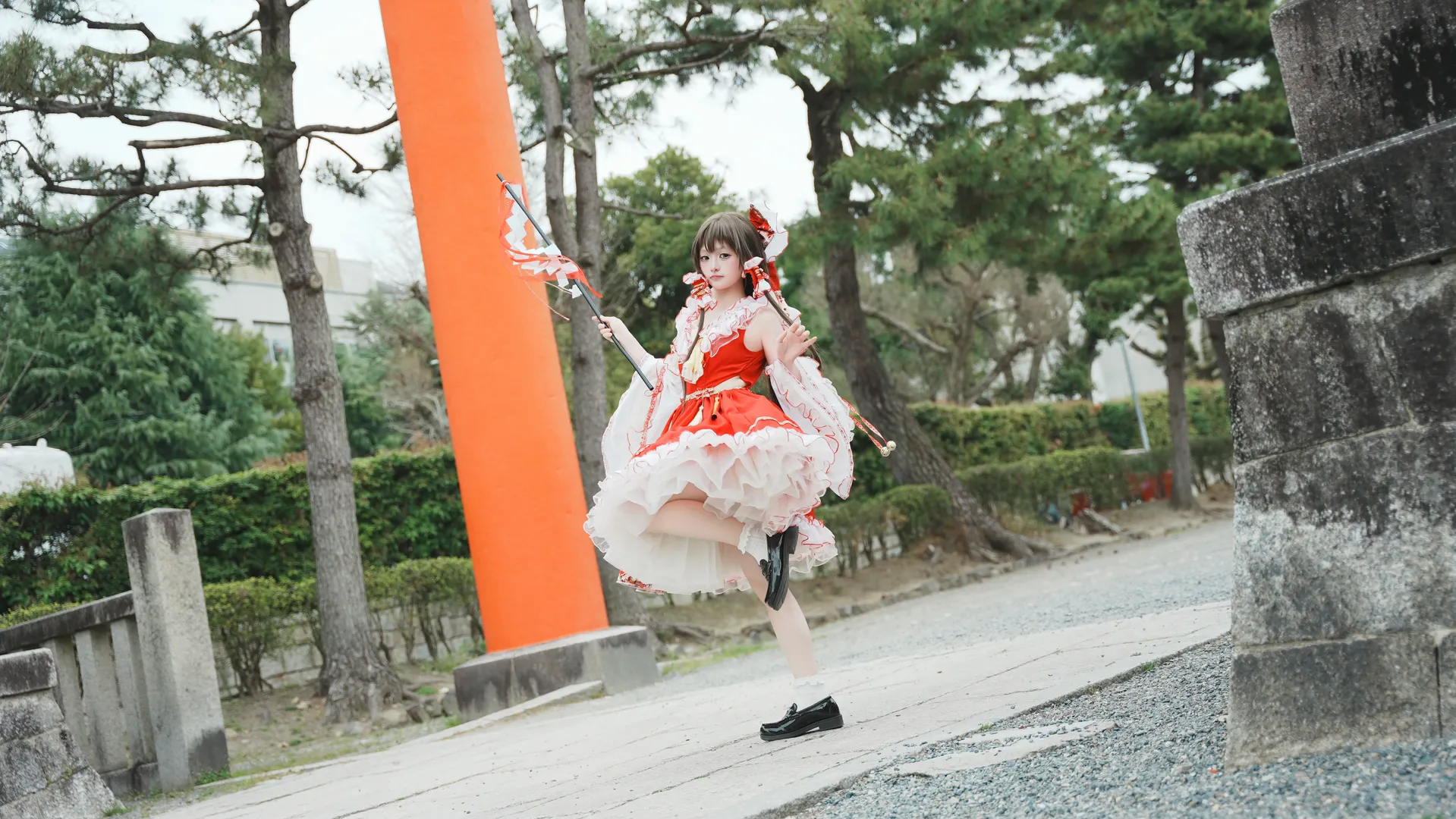 二次元撮影, 博麗霊夢コスプレ, 東方Project, 花霊夢, 巫女