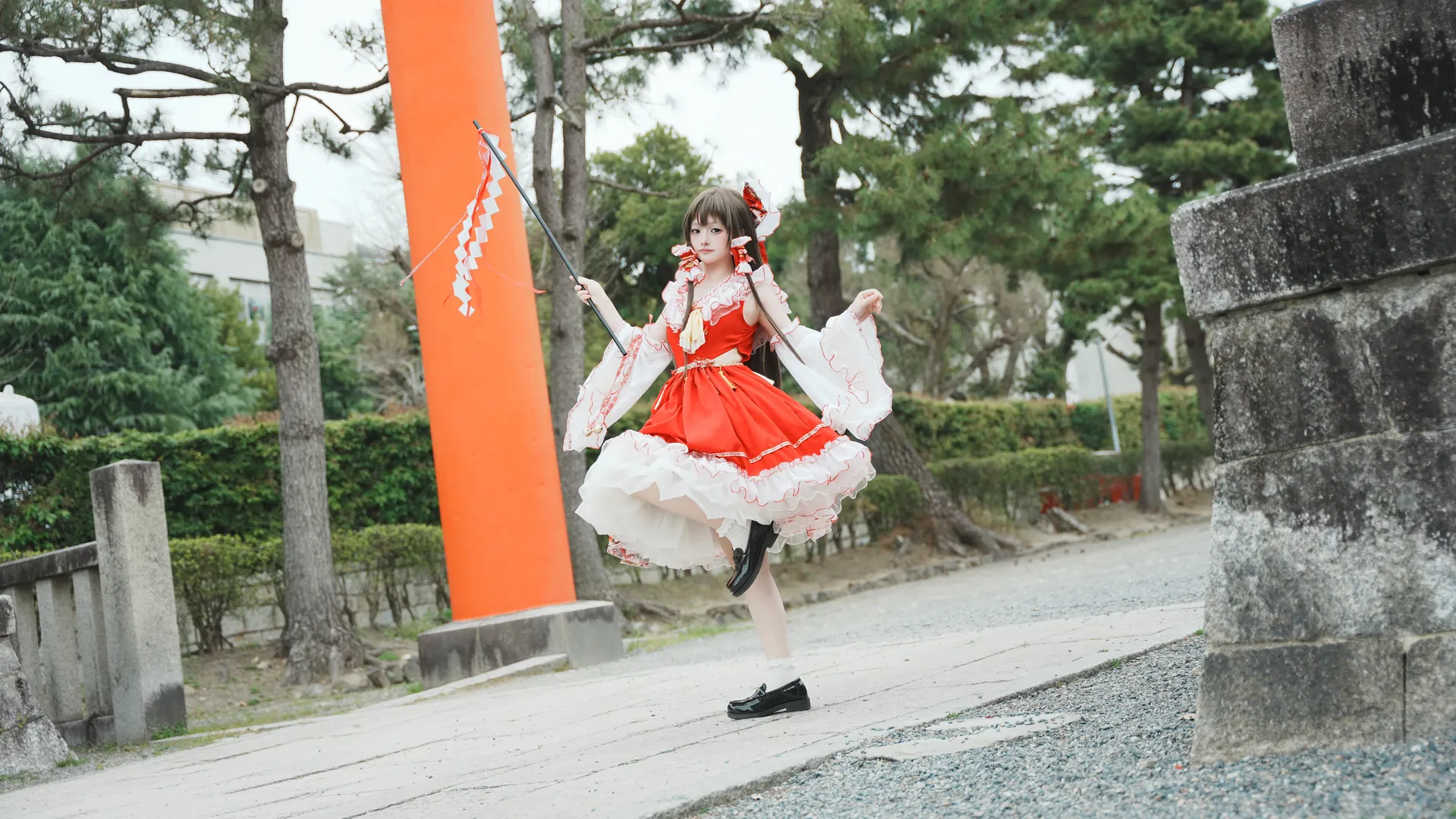 二次元摄影, 博丽灵梦cos, 东方Project, 花灵梦, 神社巫女 - 第3张