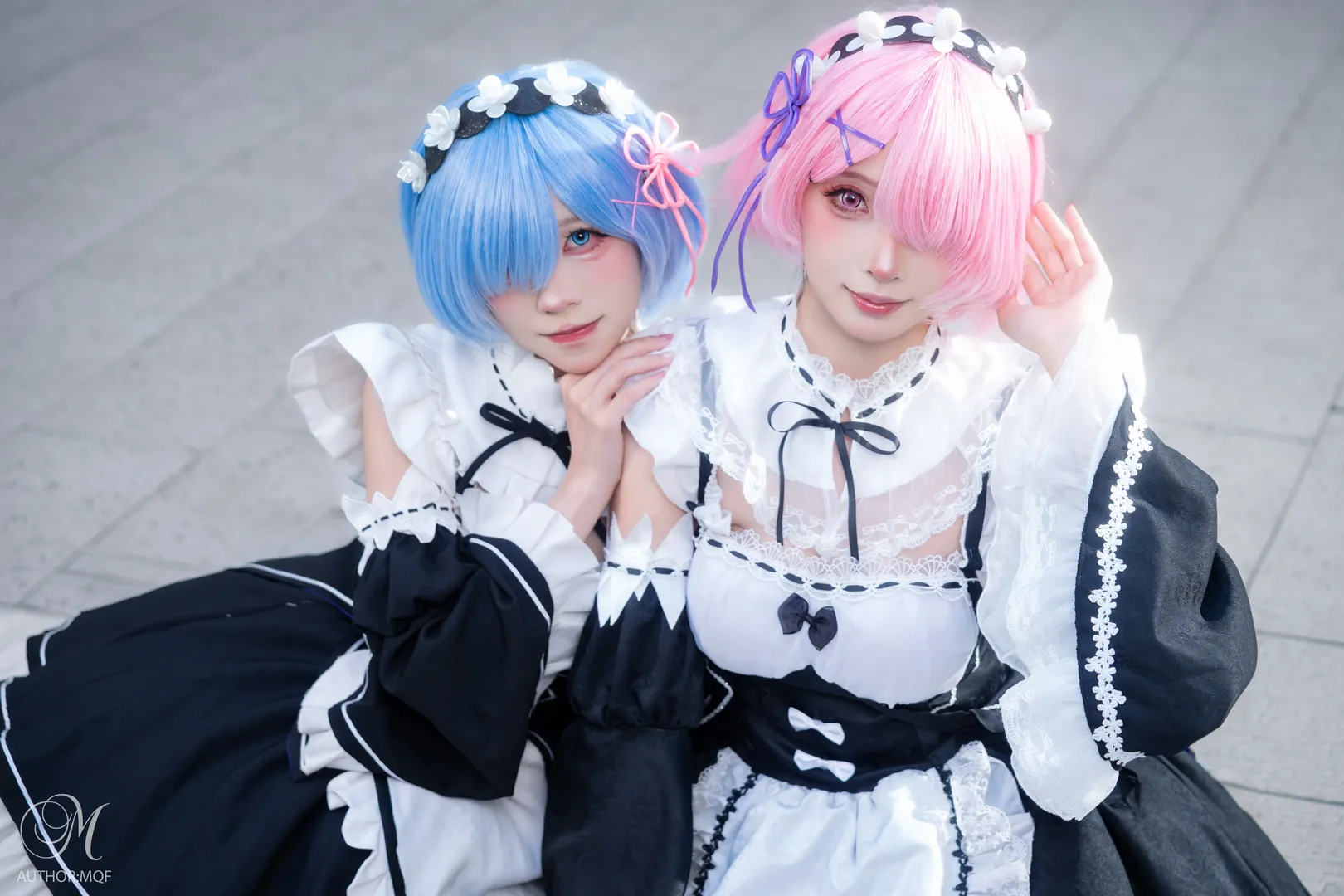 二次元撮影, Re:ゼロから始める異世界生活, ラムとレムのコスプレ, Re:ゼロコスプレ, 双子メイド服 - 3枚目