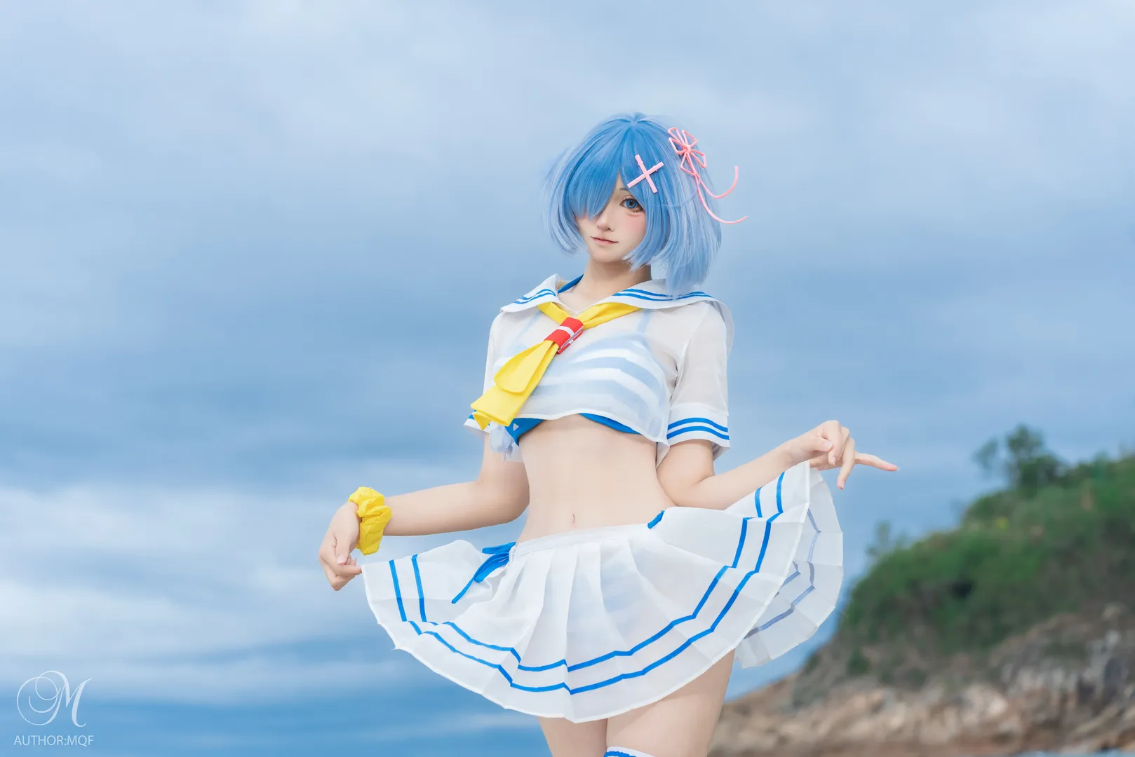 Re:ZERO -Starting Life in Another World-, Rem cosplay, Seaside cosplay, Swimsuit photo, Sony a7c II straight out of camera