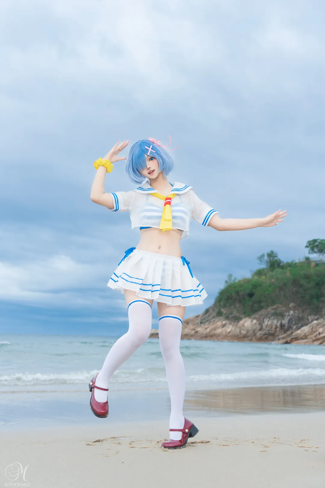 从零开始的异世界生活, 蕾姆cos, 海边cosplay, 泳装写真, 索尼a7c2直出 - 第4张