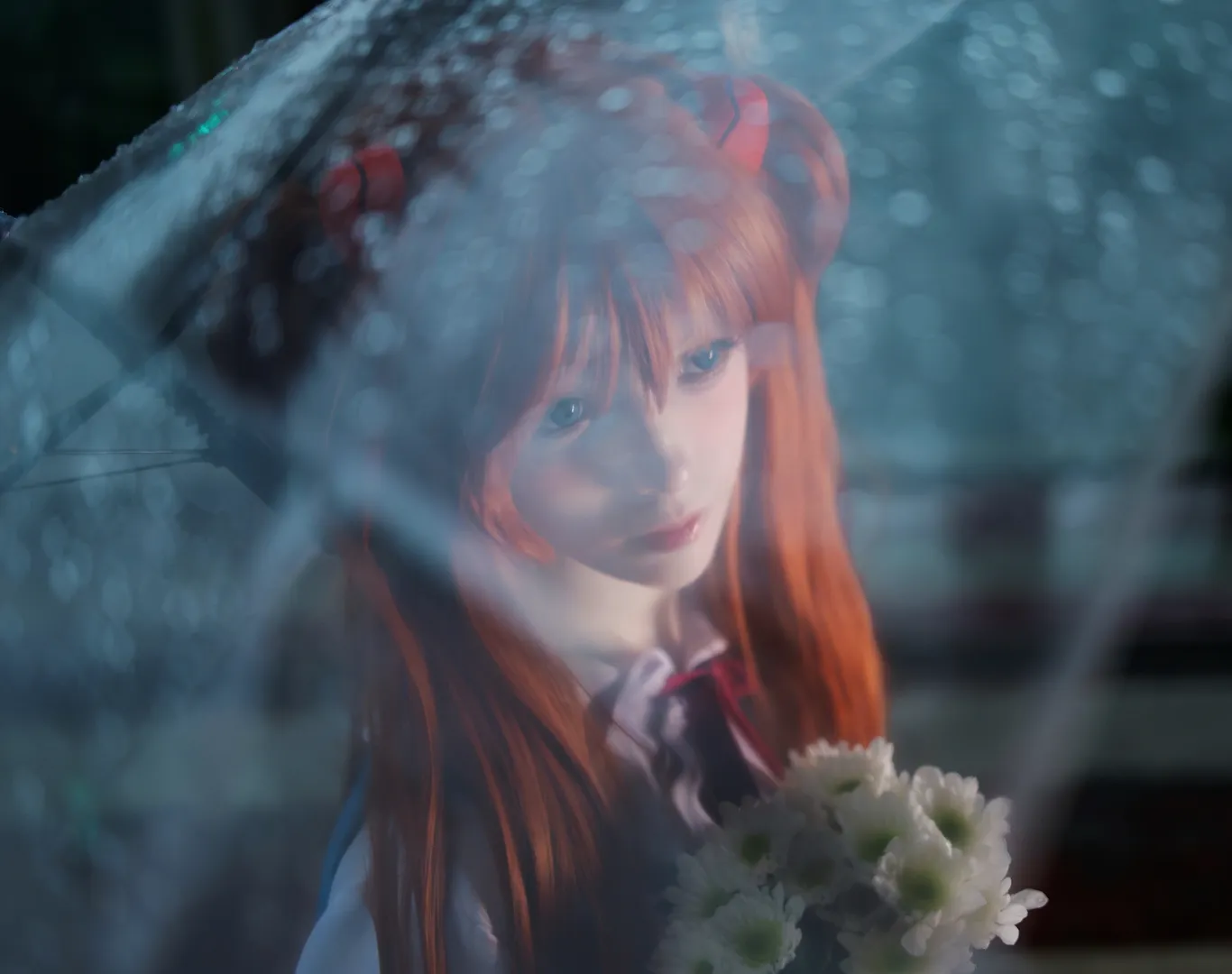 EVA, 明日香cos, 新世纪福音战士, 透明伞写真, 情绪人像 - 第1张