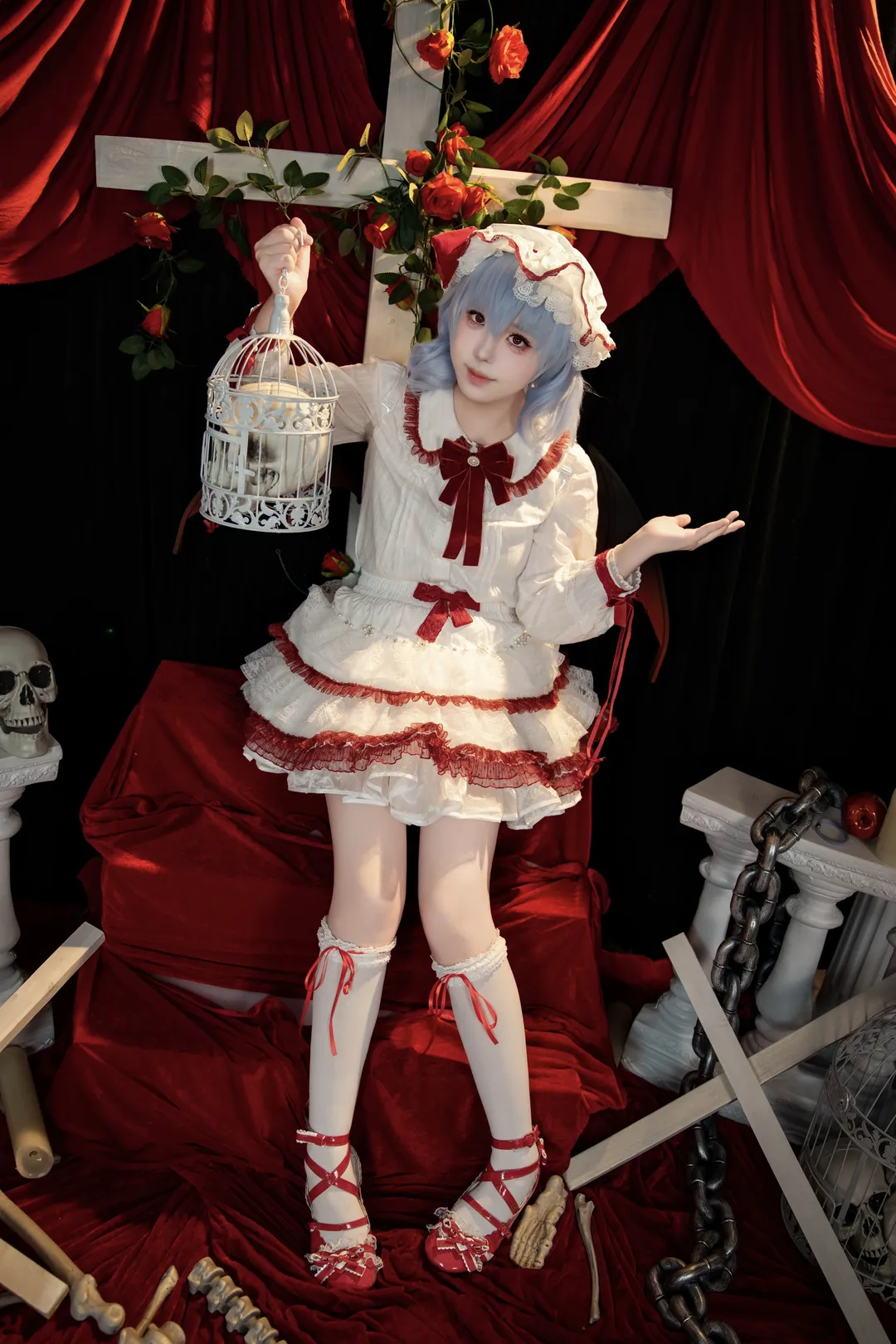 东方project, 蕾米莉亚cos, 哥特风, 二次元cosplay, 摄影棚正片 - 第3张