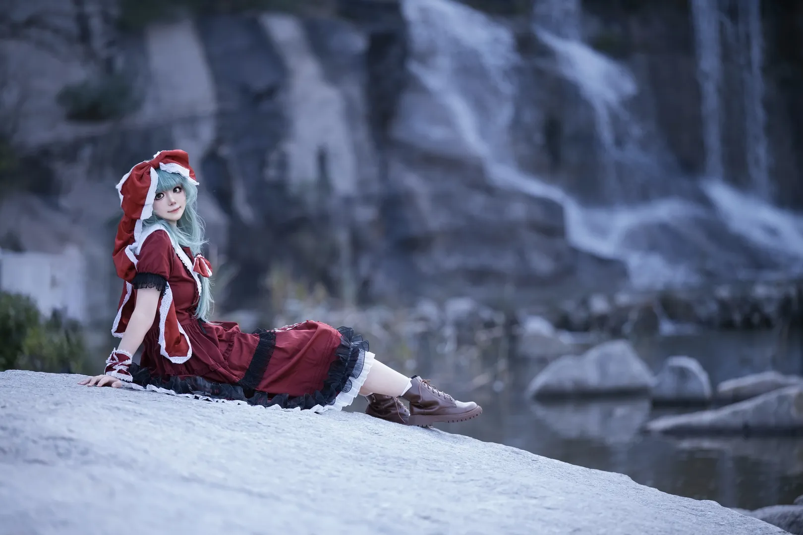 东方project, 东方风神录, 键山雏cos, 瀑布外景摄影, 复古洋装cosplay - 第10张