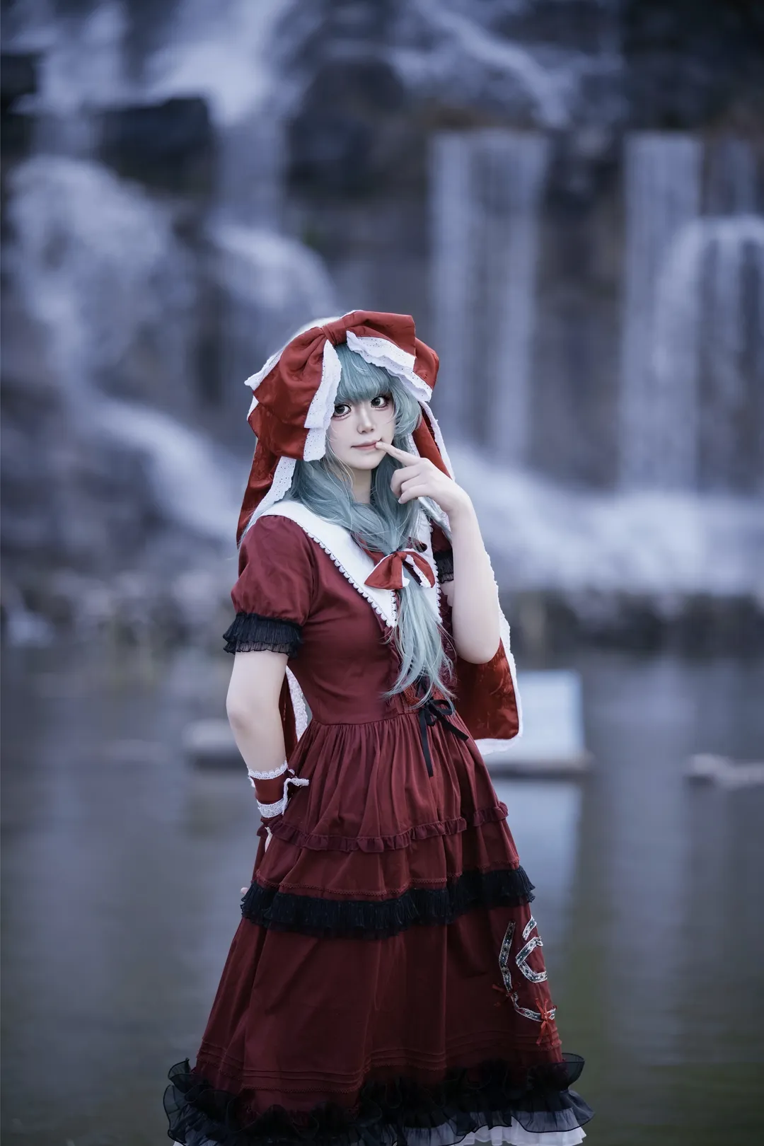 东方project, 东方风神录, 键山雏cos, 瀑布外景摄影, 复古洋装cosplay - 第3张