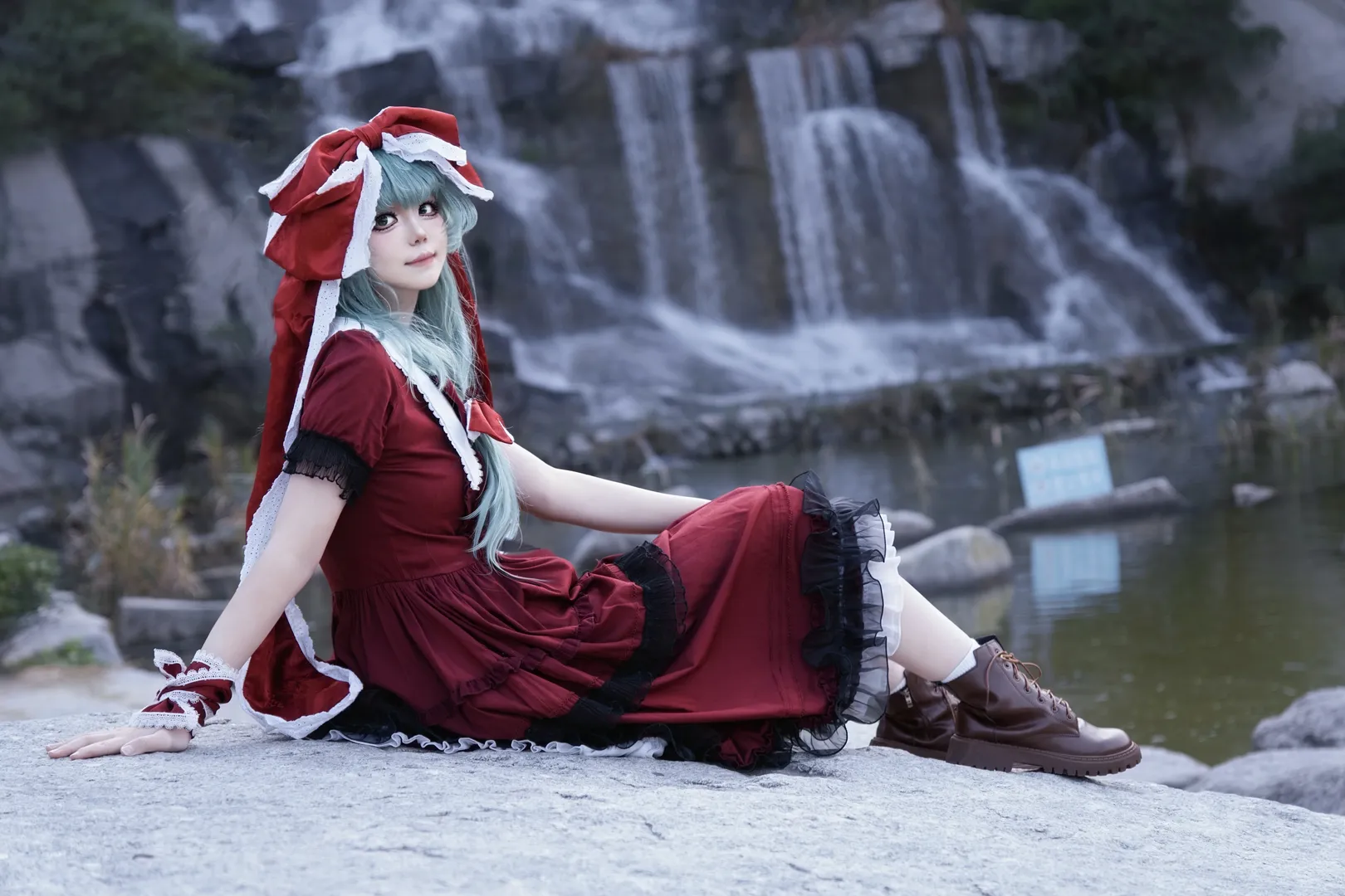 东方project, 东方风神录, 键山雏cos, 瀑布外景摄影, 复古洋装cosplay - 第7张