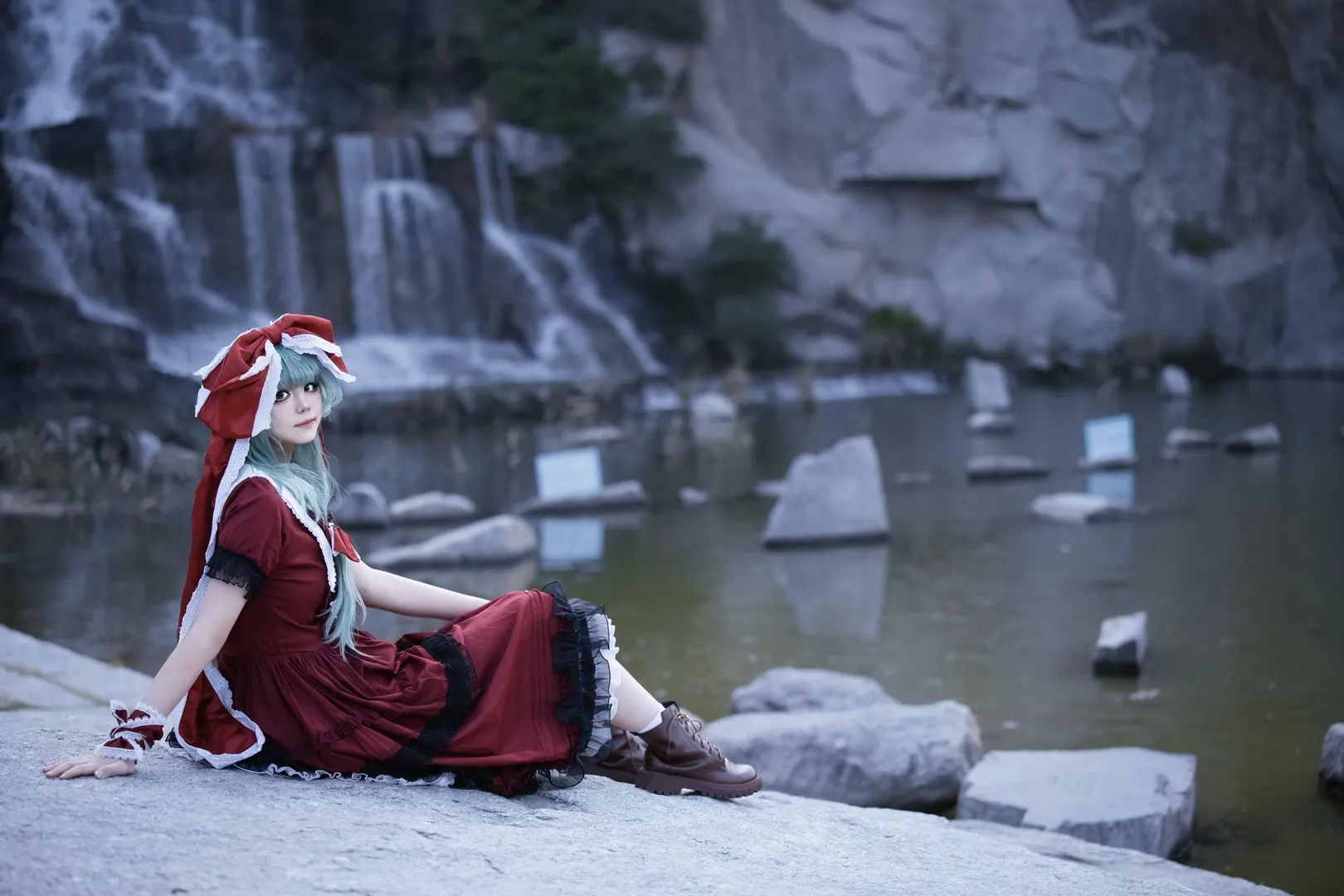 东方project, 东方风神录, 键山雏cos, 瀑布外景摄影, 复古洋装cosplay - 第8张