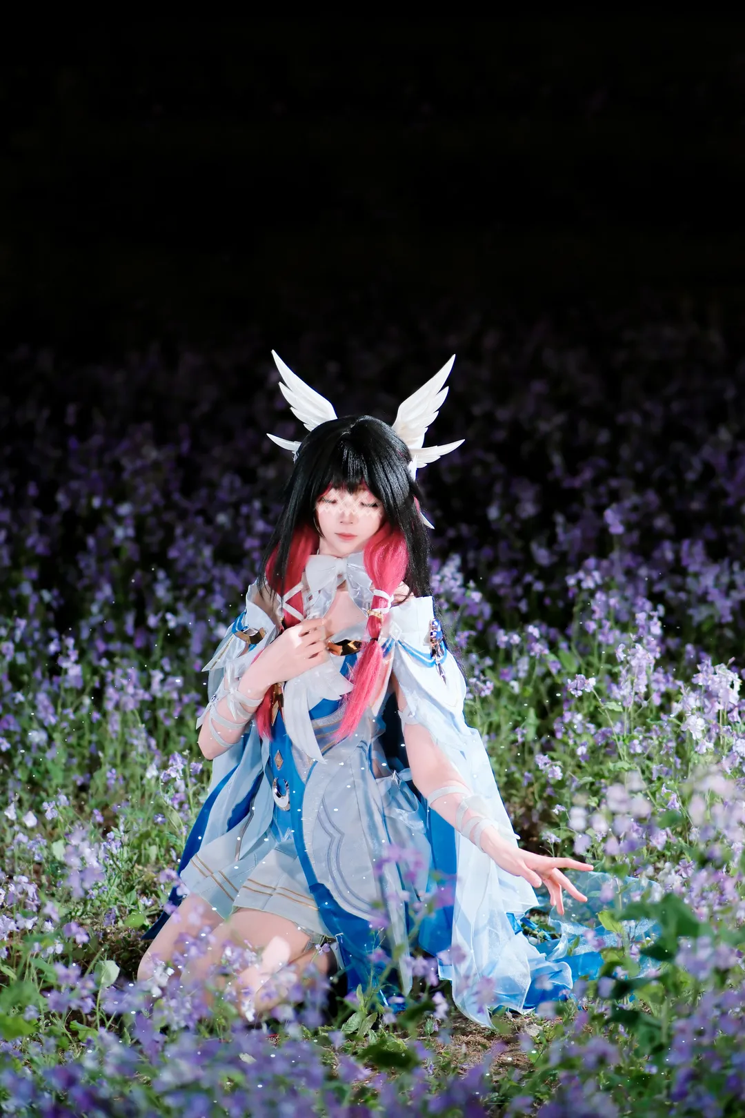 原神, 哥伦比娅cos, 二次元少女, cosplay正片, 夜景摄影 - 第3张