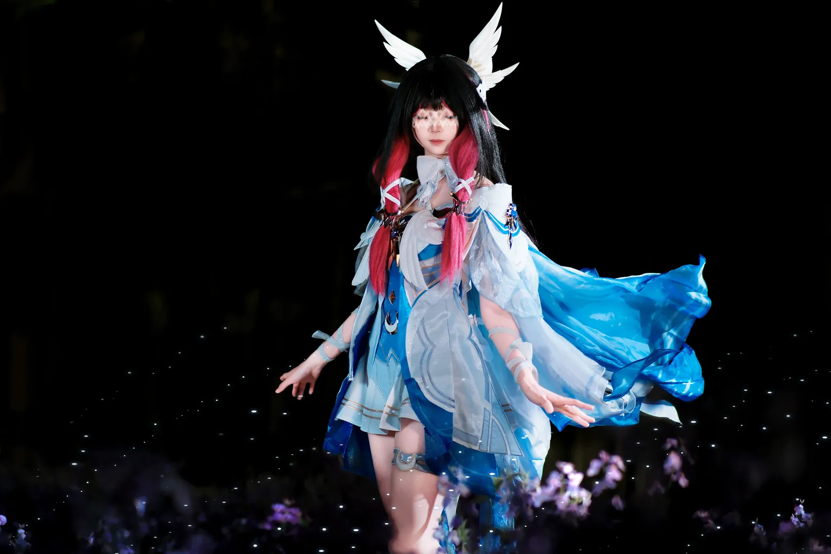 原神, 哥伦比娅cos, 二次元少女, cosplay正片, 夜景摄影 - 第4张