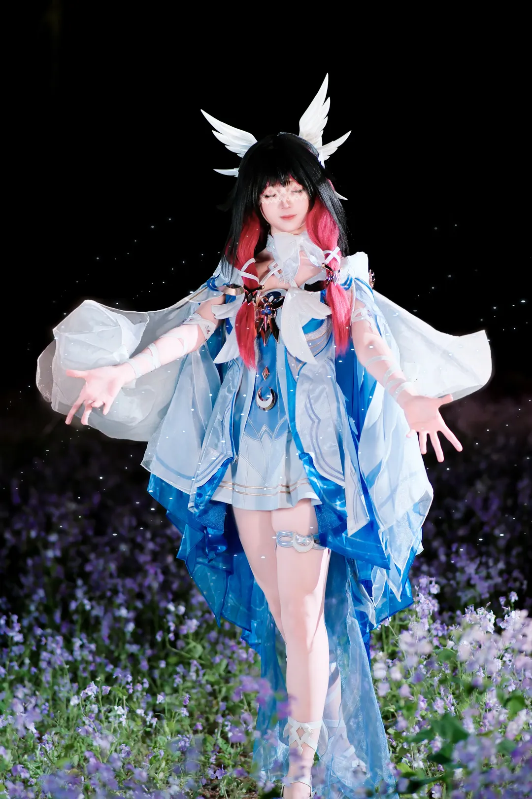 原神, 哥伦比娅cos, 二次元少女, cosplay正片, 夜景摄影