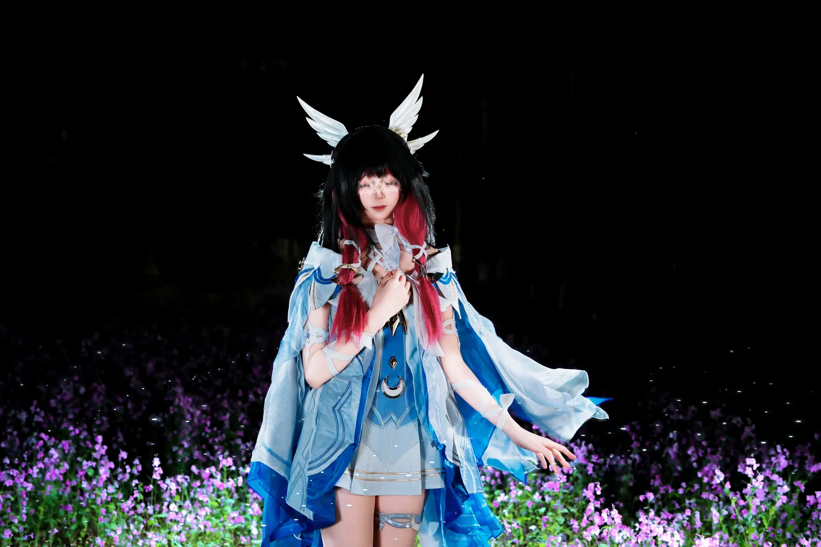 原神, 哥伦比娅cos, 二次元少女, cosplay正片, 夜景摄影 - 第6张
