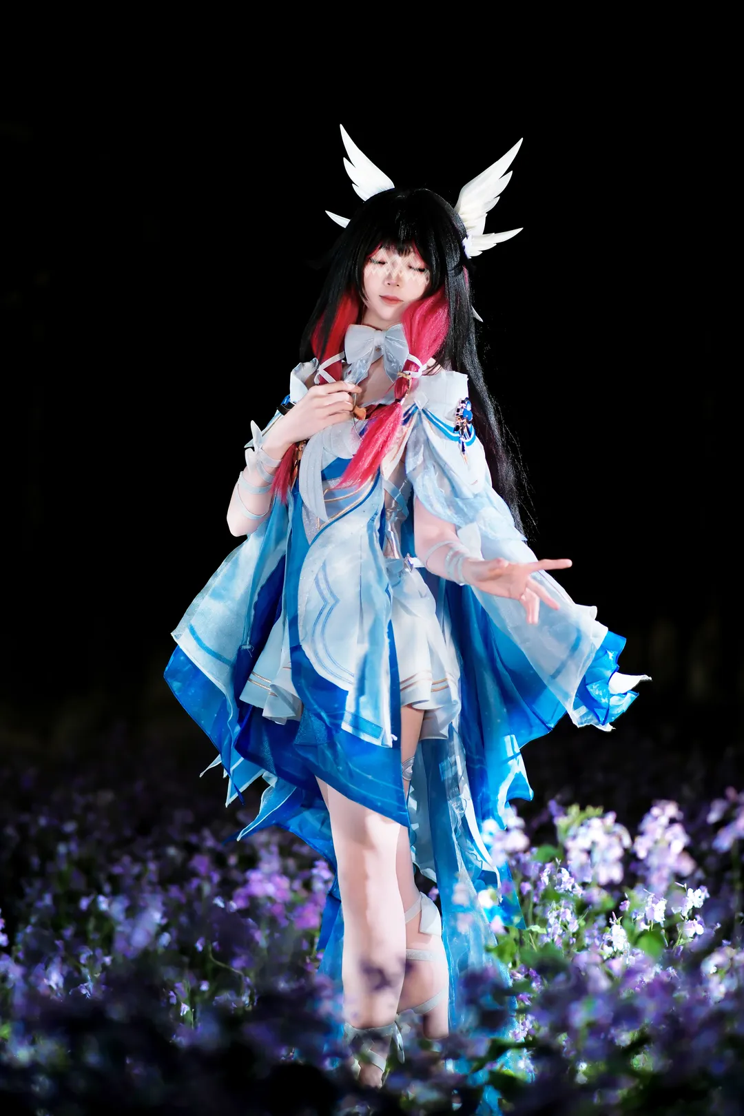 原神, 哥伦比娅cos, 二次元少女, cosplay正片, 夜景摄影 - 第7张