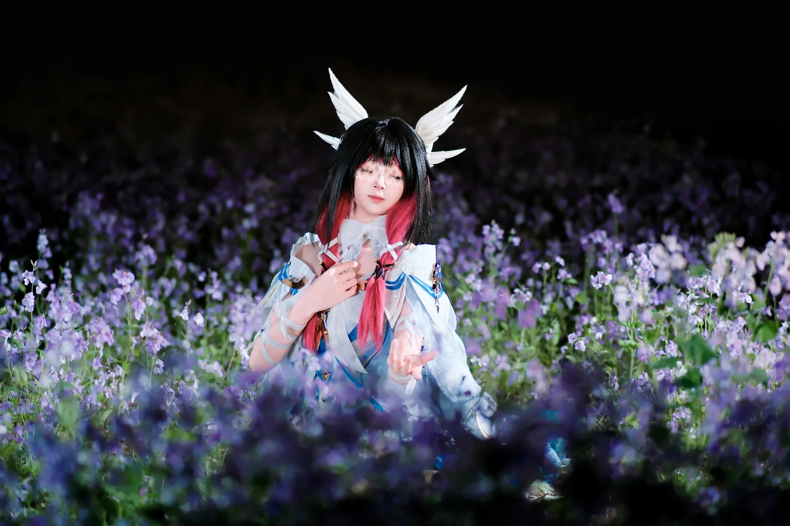 原神, 哥伦比娅cos, 二次元少女, cosplay正片, 夜景摄影 - 第9张
