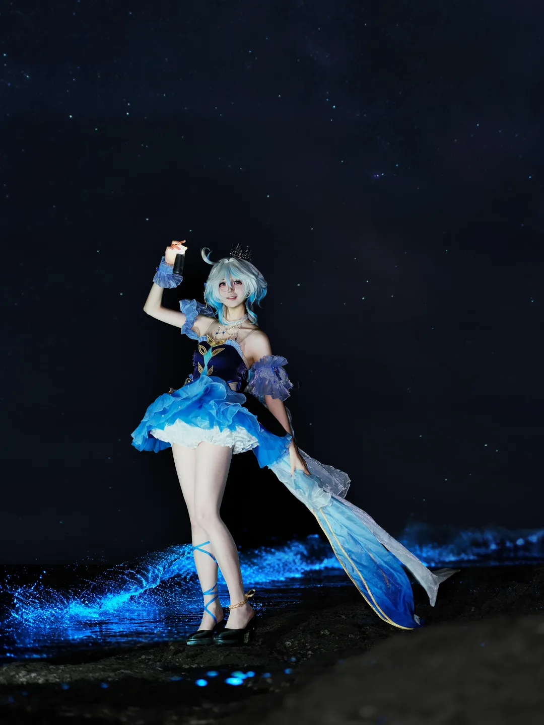 原神, 芙宁娜cos, 私设, 夜景cos, 蓝眼泪