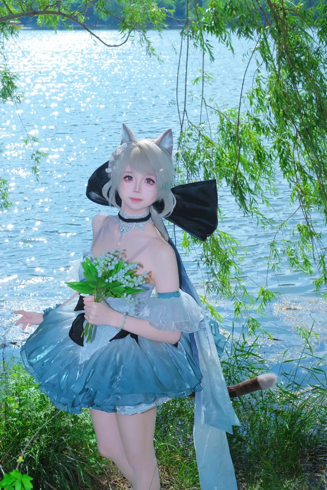 原神, 琳妮特cos, 二次元cosplay, 铃兰舞曲, 河边摄影
